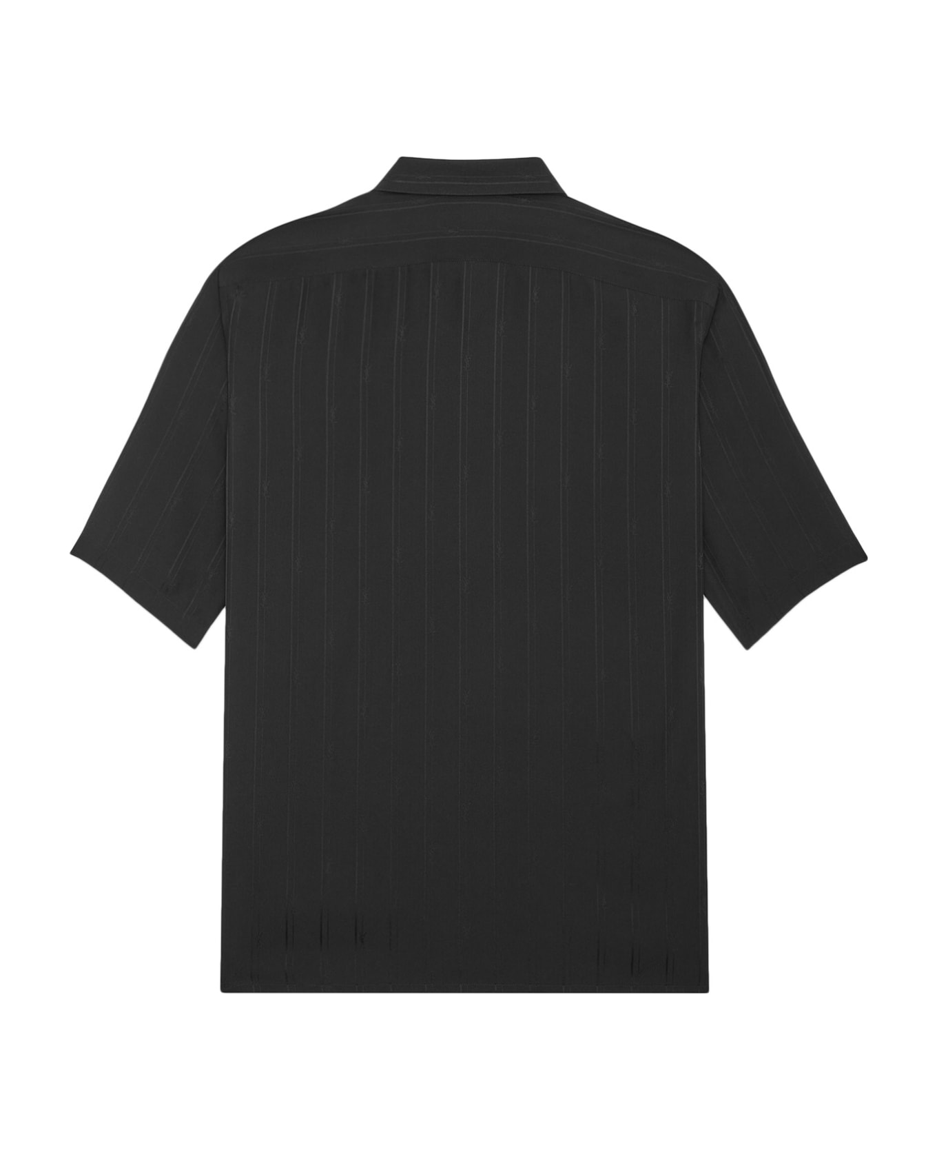 Saint Laurent Cassandre Striped Silk Shirt - Black