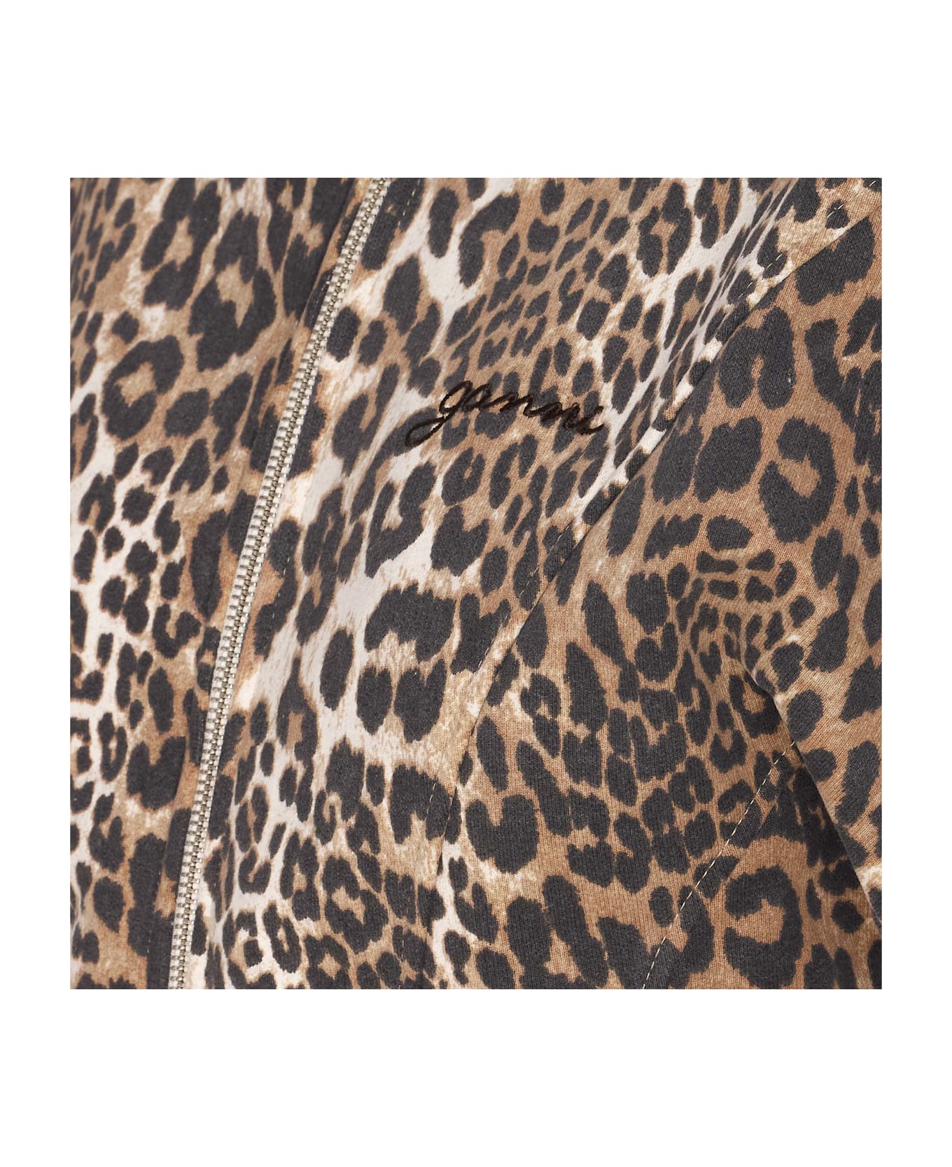 Ganni Leopard Print Zip Hoodie - MultiColour