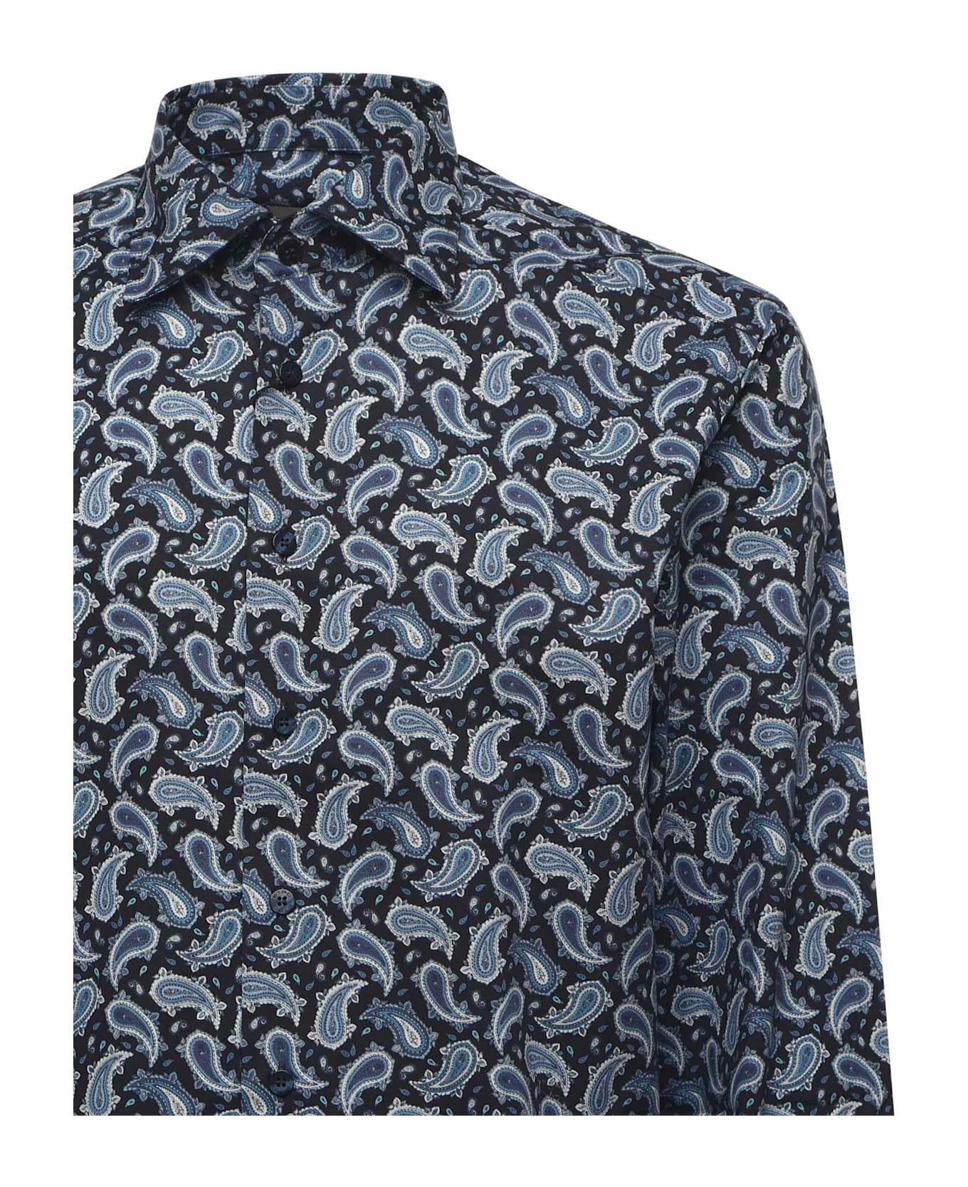 Etro Cotton Shirt With Paisley Print - BLUE