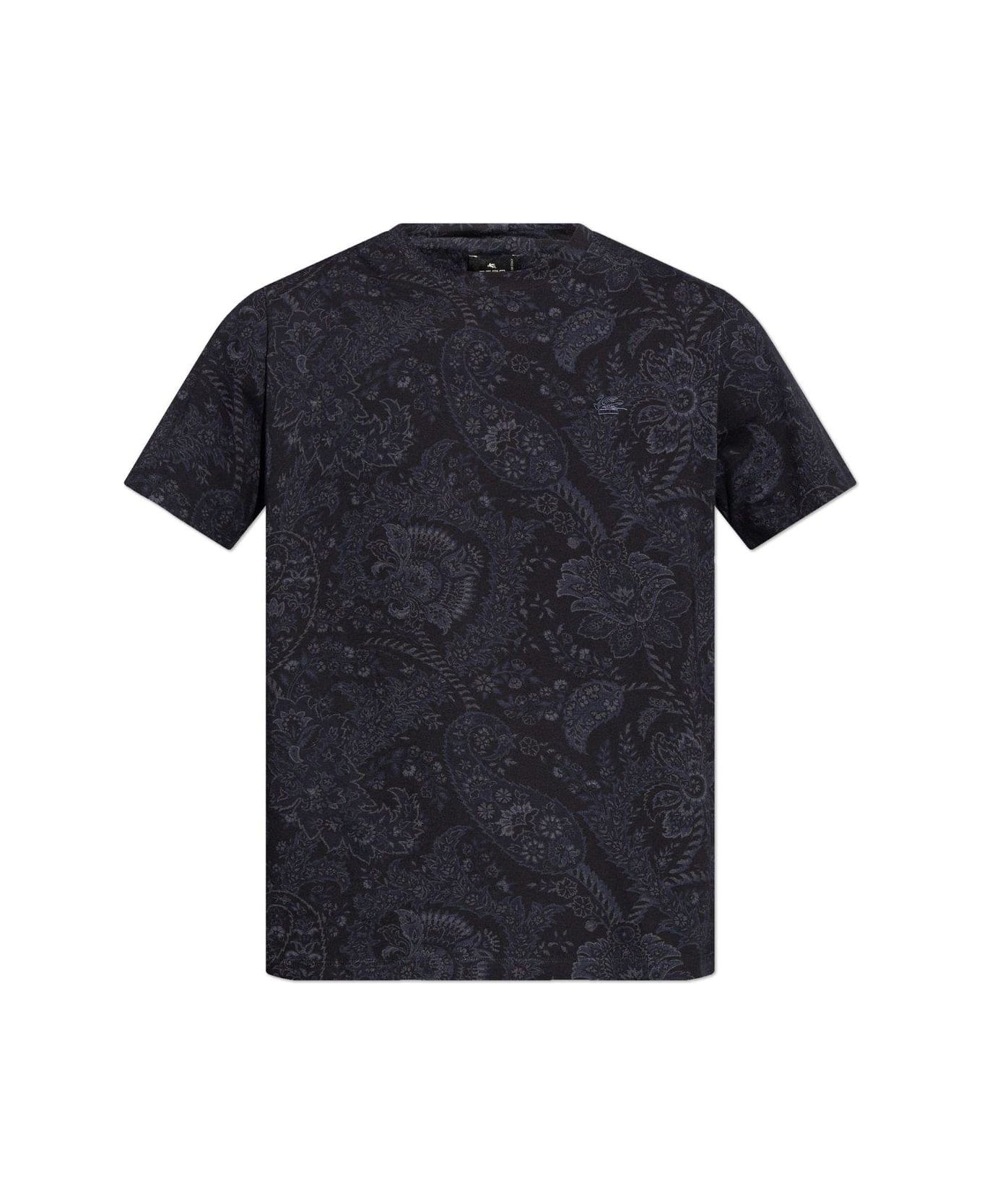 Etro Graphic Printed Crewneck T-shirt - Blue