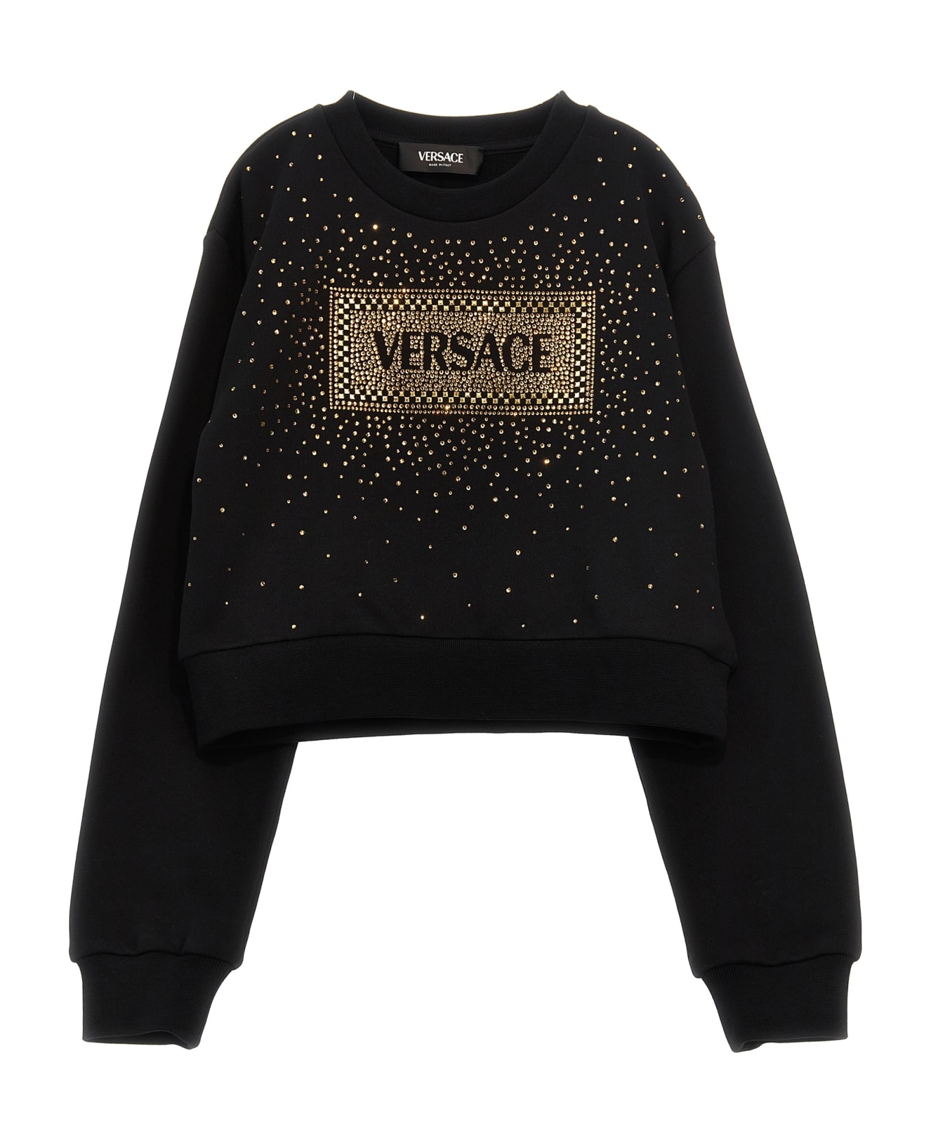 Versace Rhinestone Logo Sweatshirt - Black  