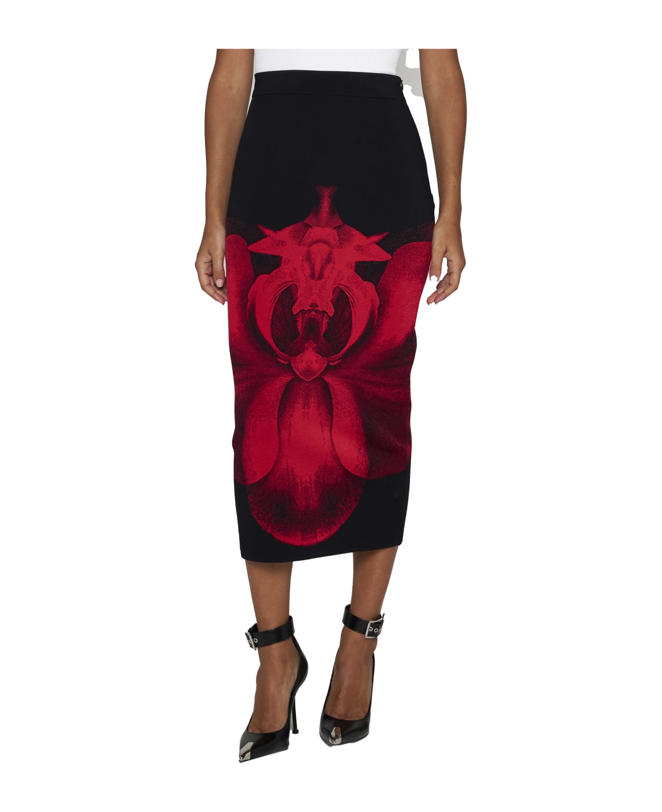 Alexander McQueen Printed Skirt - Black red