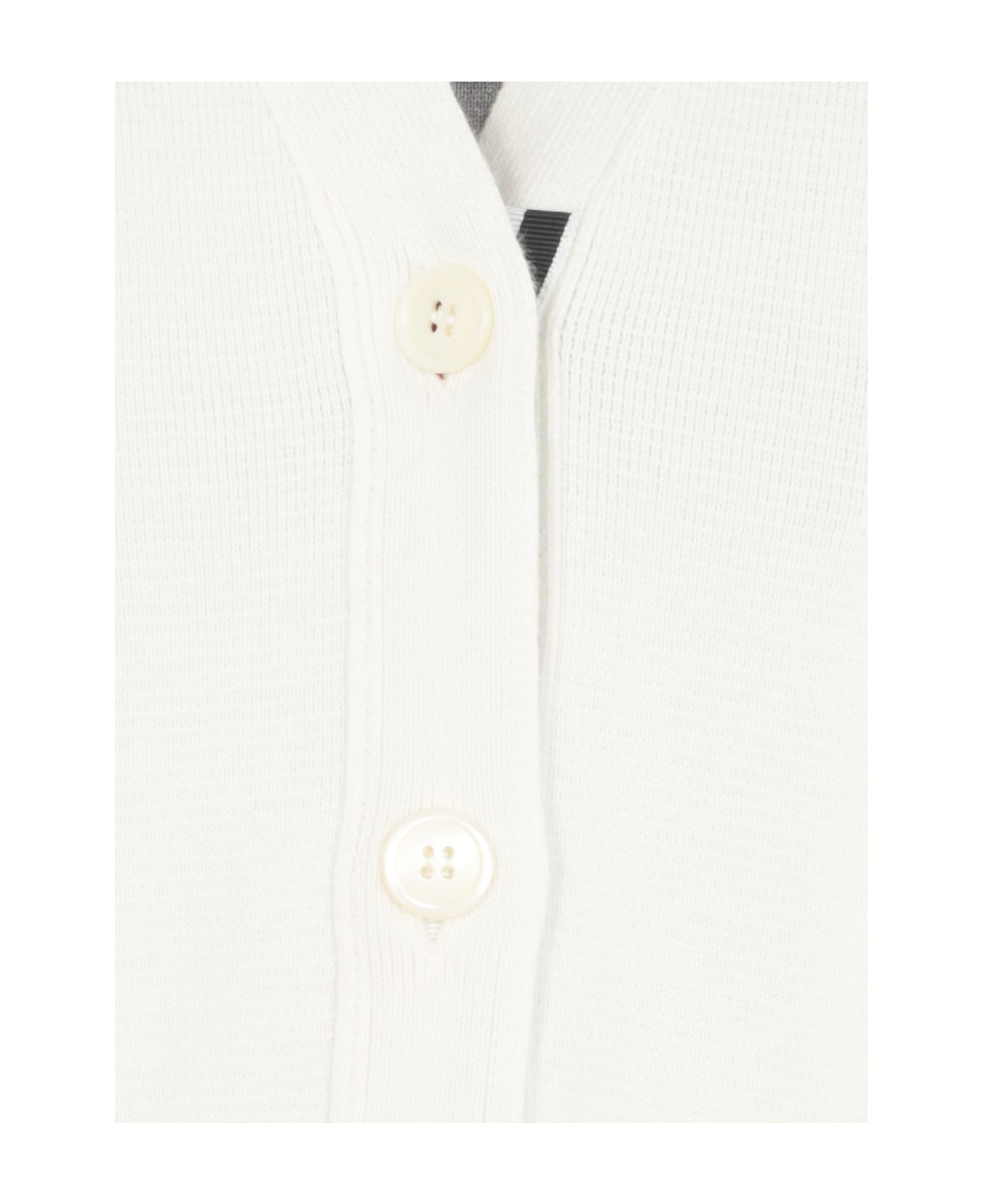 Thom Browne Classic V-neck Cotton Cardigan - White