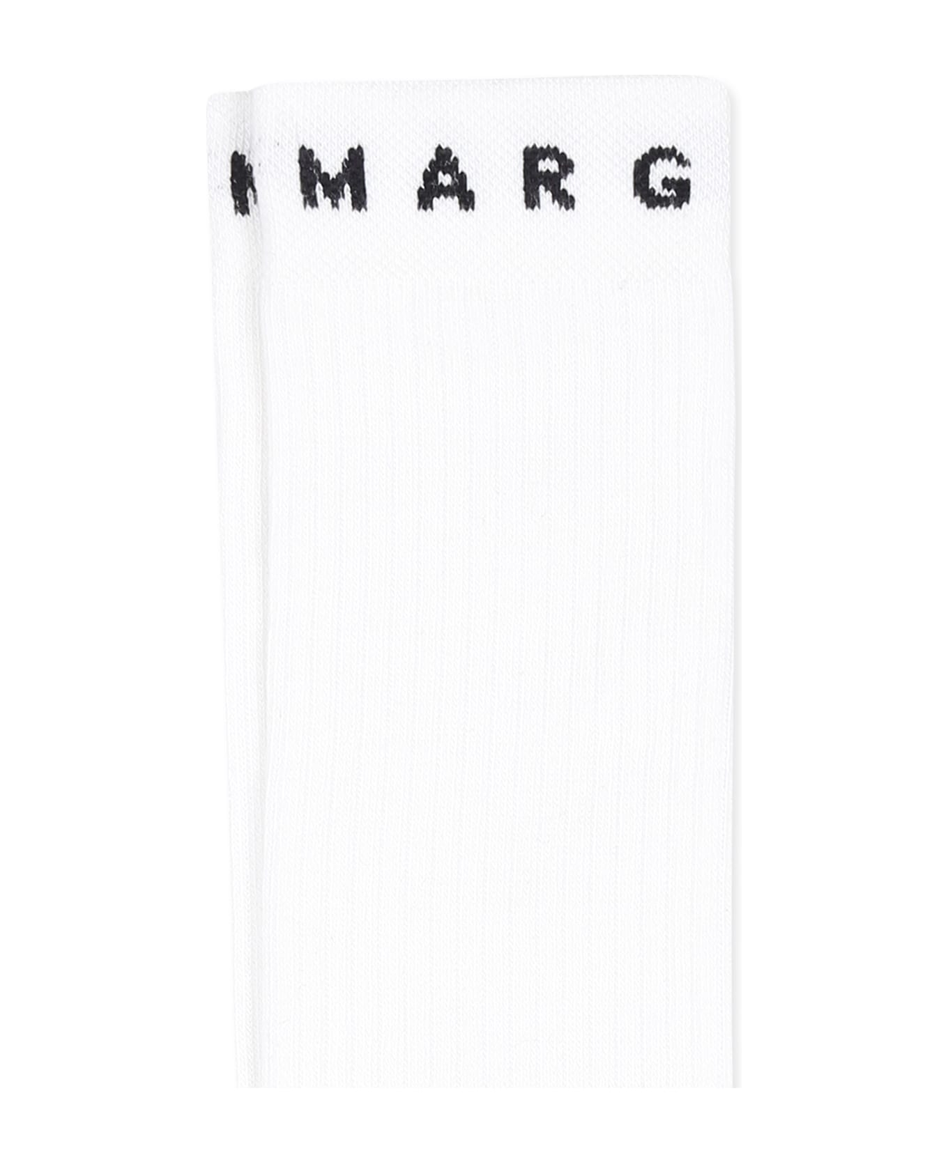 MM6 Maison Margiela White Socks For Kids With Logo - White