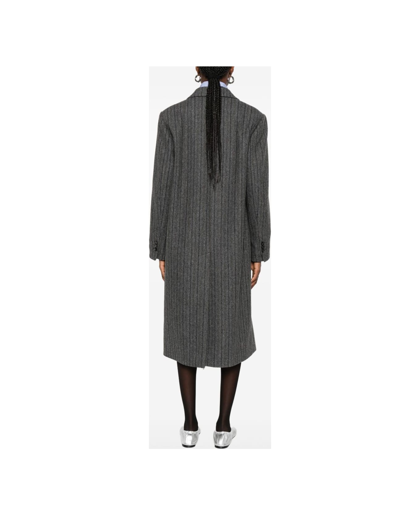 Alberto Biani Wool Double-breasted Coat - Grey