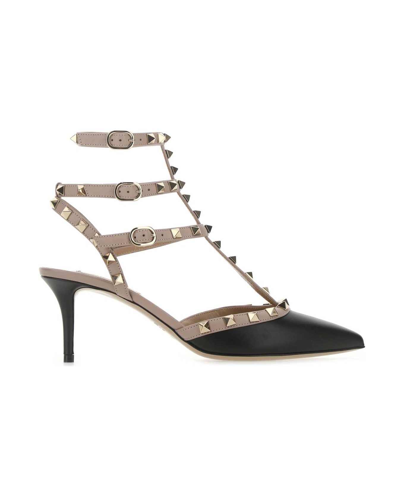 Valentino Garavani Two-tone Leather Rockstud Pumps - NEROPOUDRE