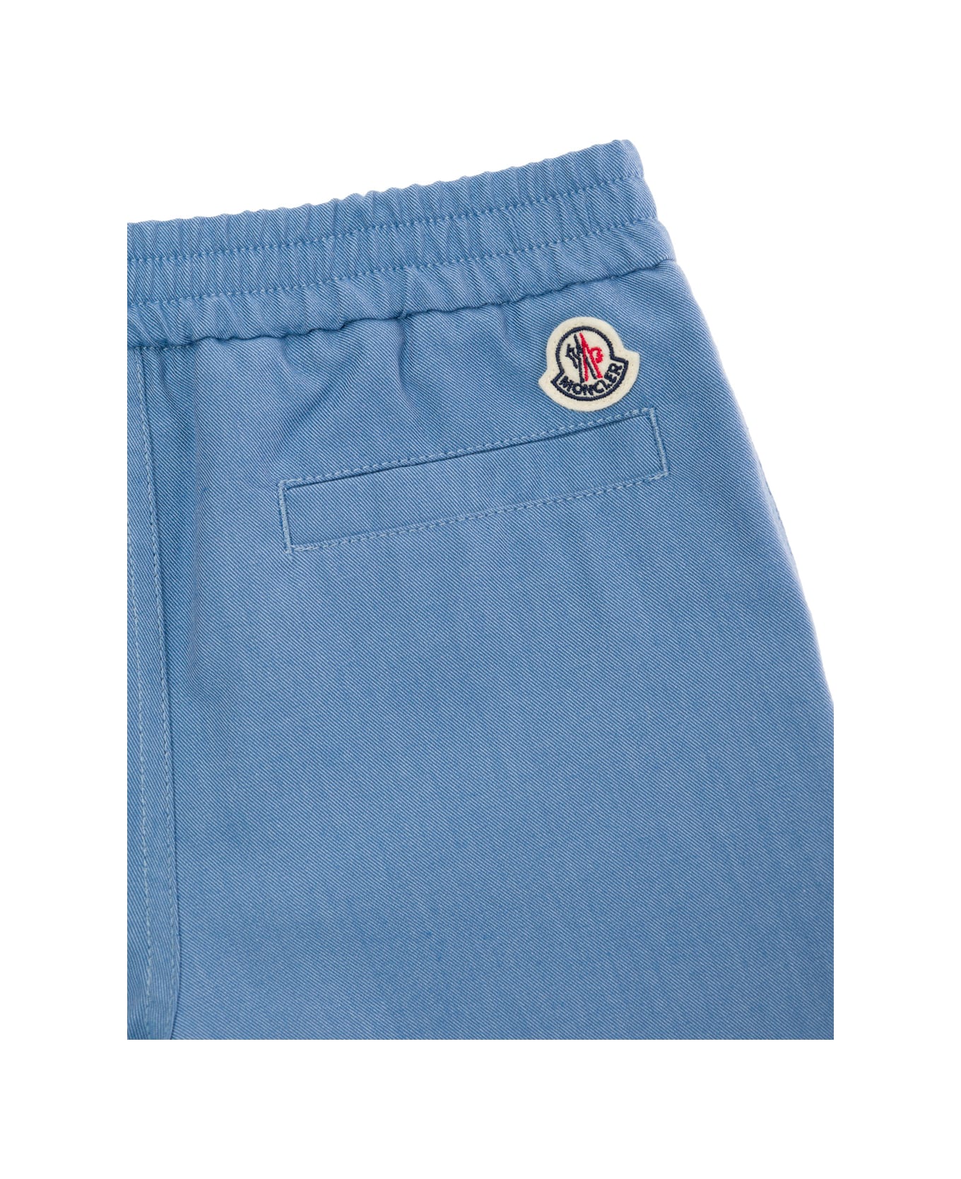 Moncler Light Blue Bermuda Shorts With Logo Applique In Cotton Boy - Light blue