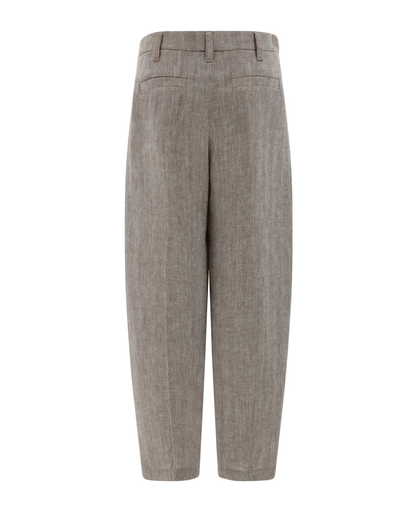Brunello Cucinelli Tailored Linen Trousers - Brown