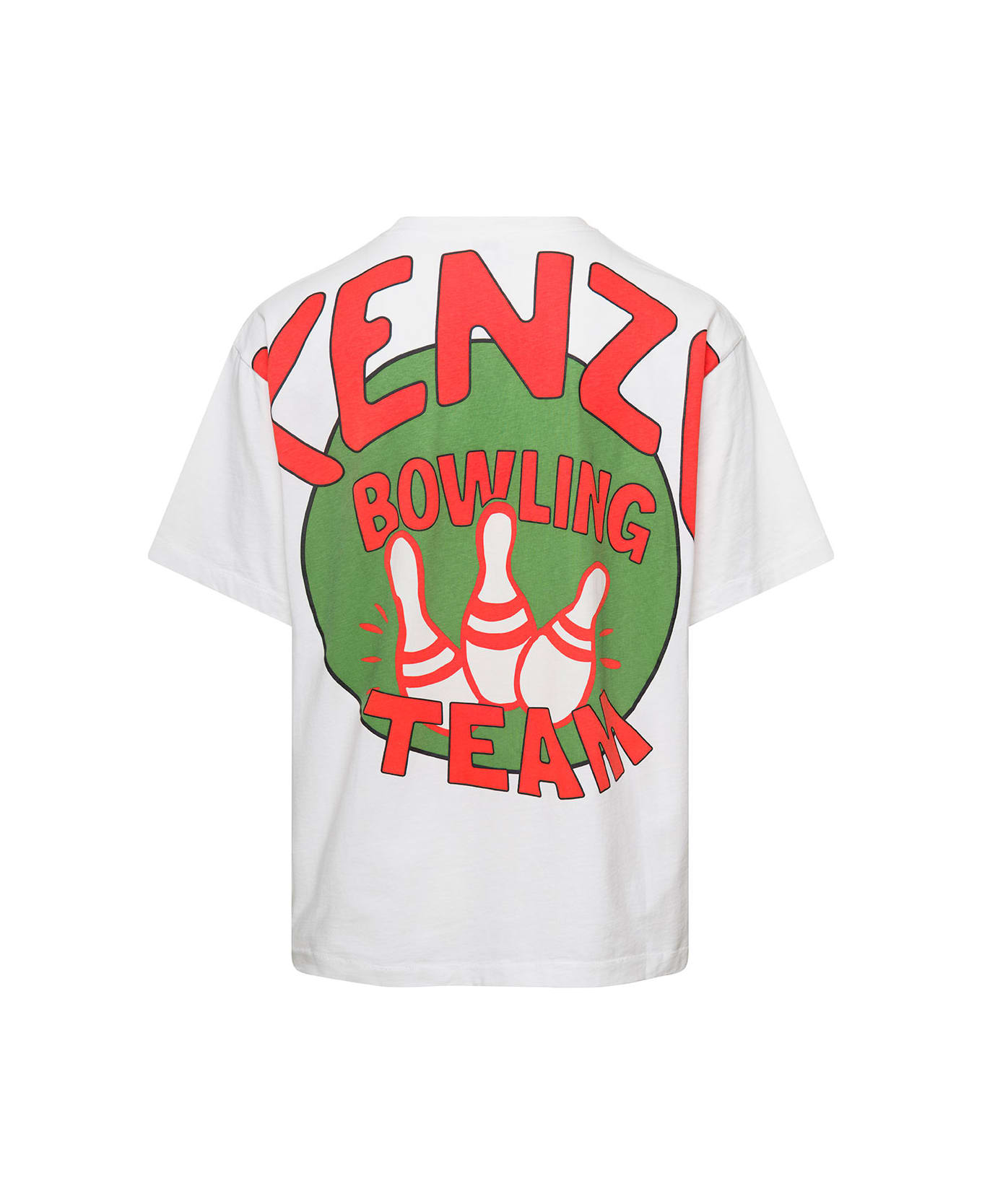 Kenzo White Oversize  Bowling Team T-shirt In Cotton Man - White