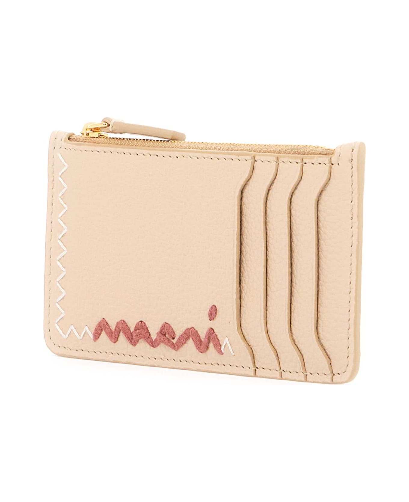 Marni Embroidered Card Holder - SOFT BEIGE (Beige)