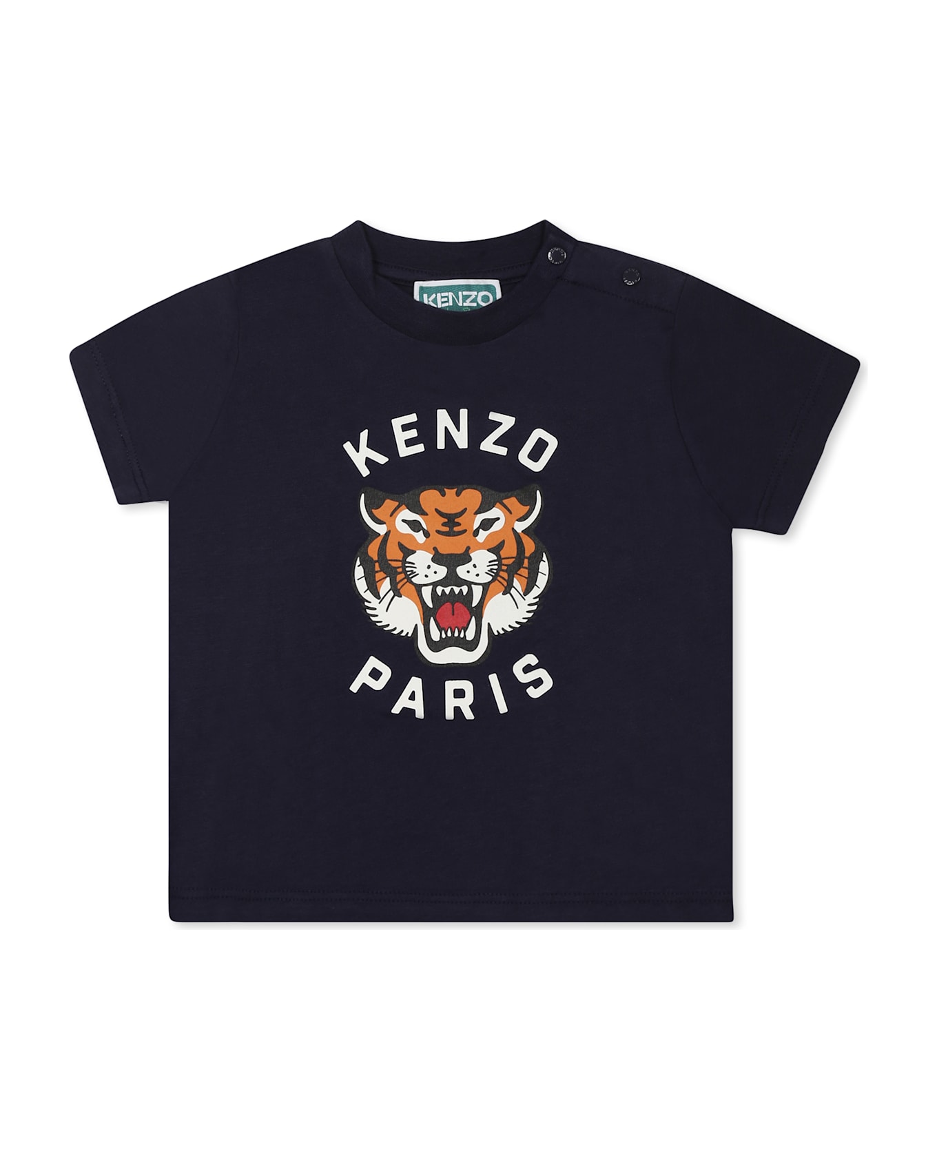 Kenzo Kids Blue T-shirt For Baby Boy With Lucky Tiger - Blue