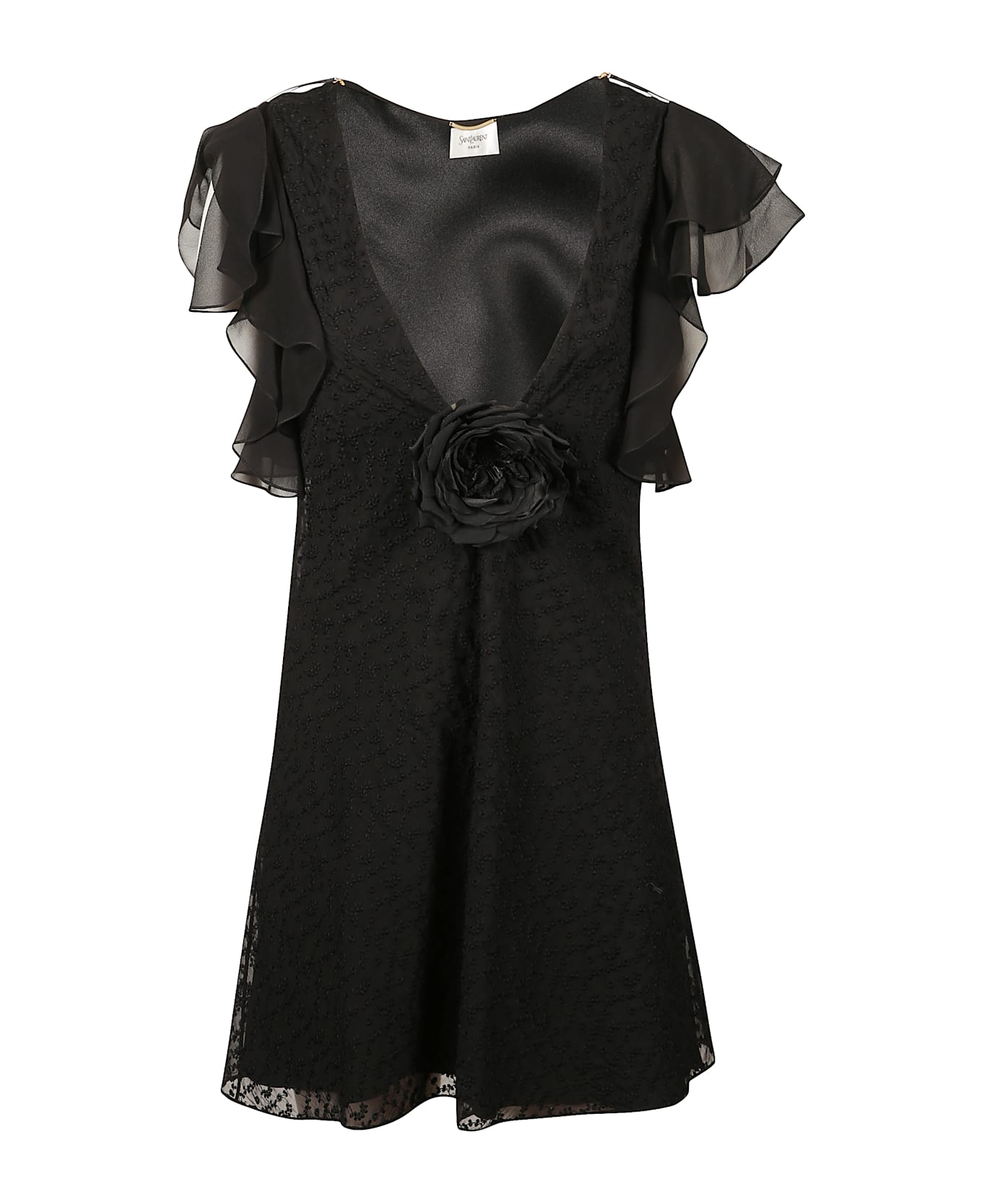 Saint Laurent V-neck Dress - Black