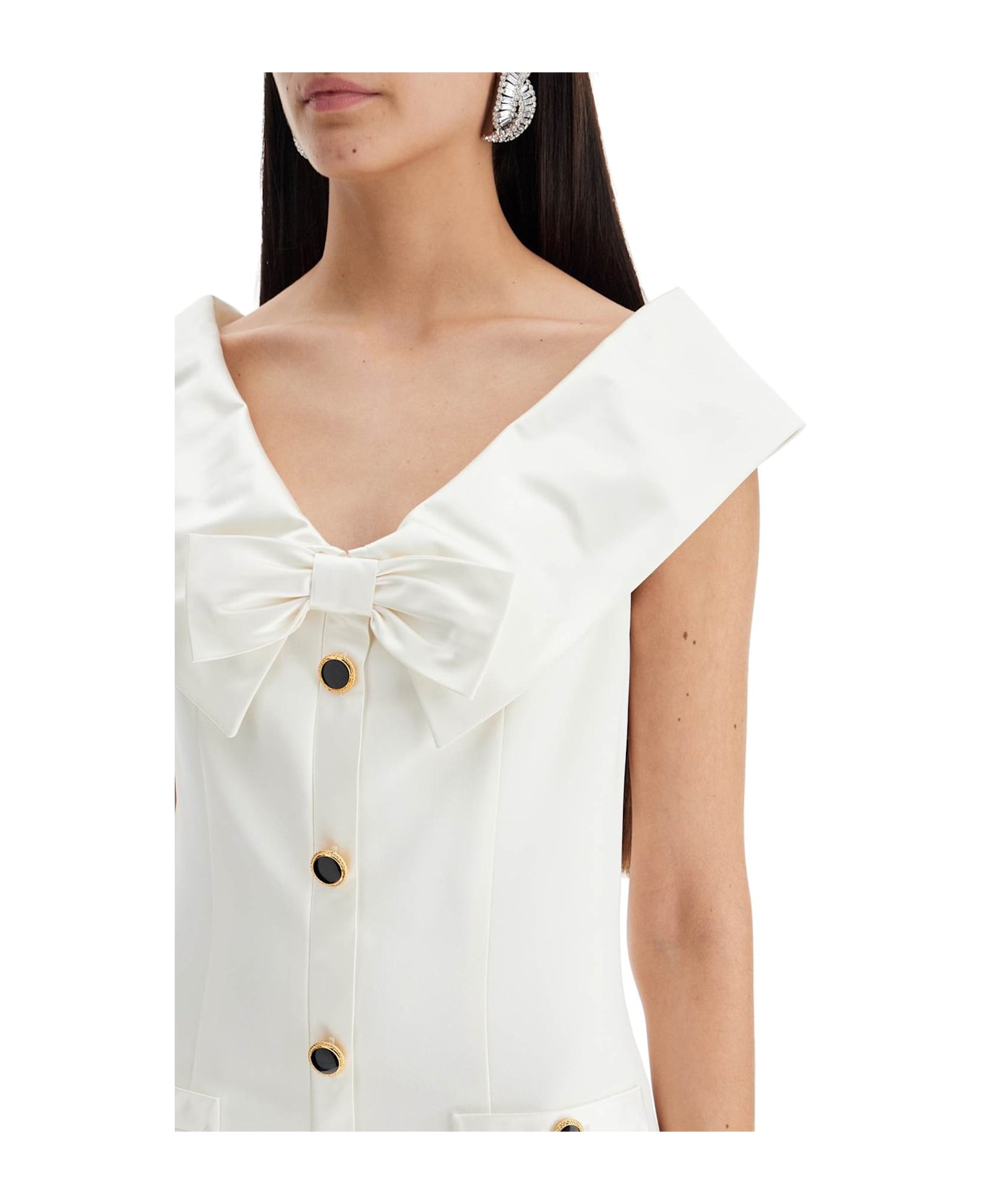 Alessandra Rich Bow Detailed Cady Mini Dress - White