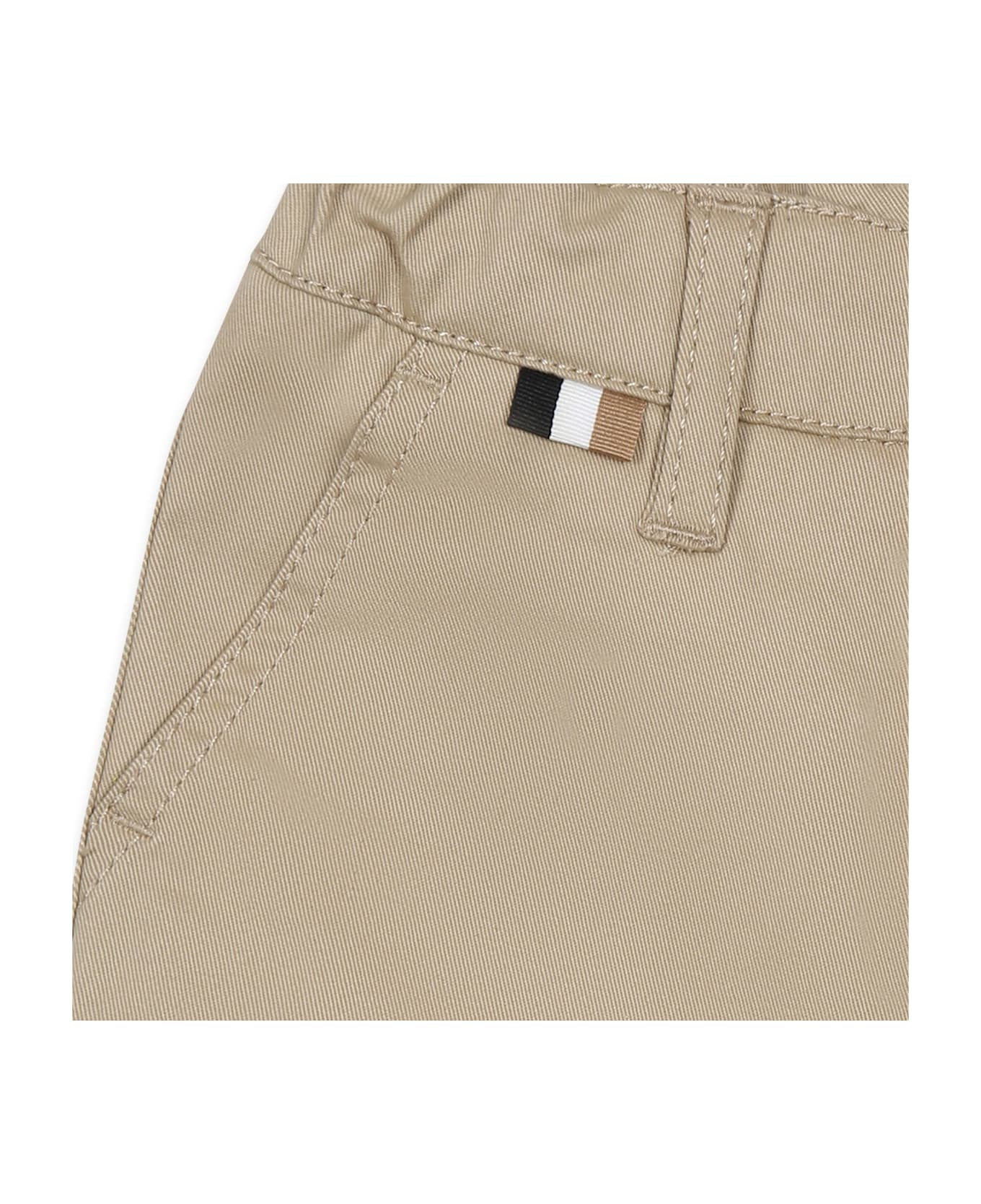 Hugo Boss Beige Shorts For Baby Boy With Logo - Beige