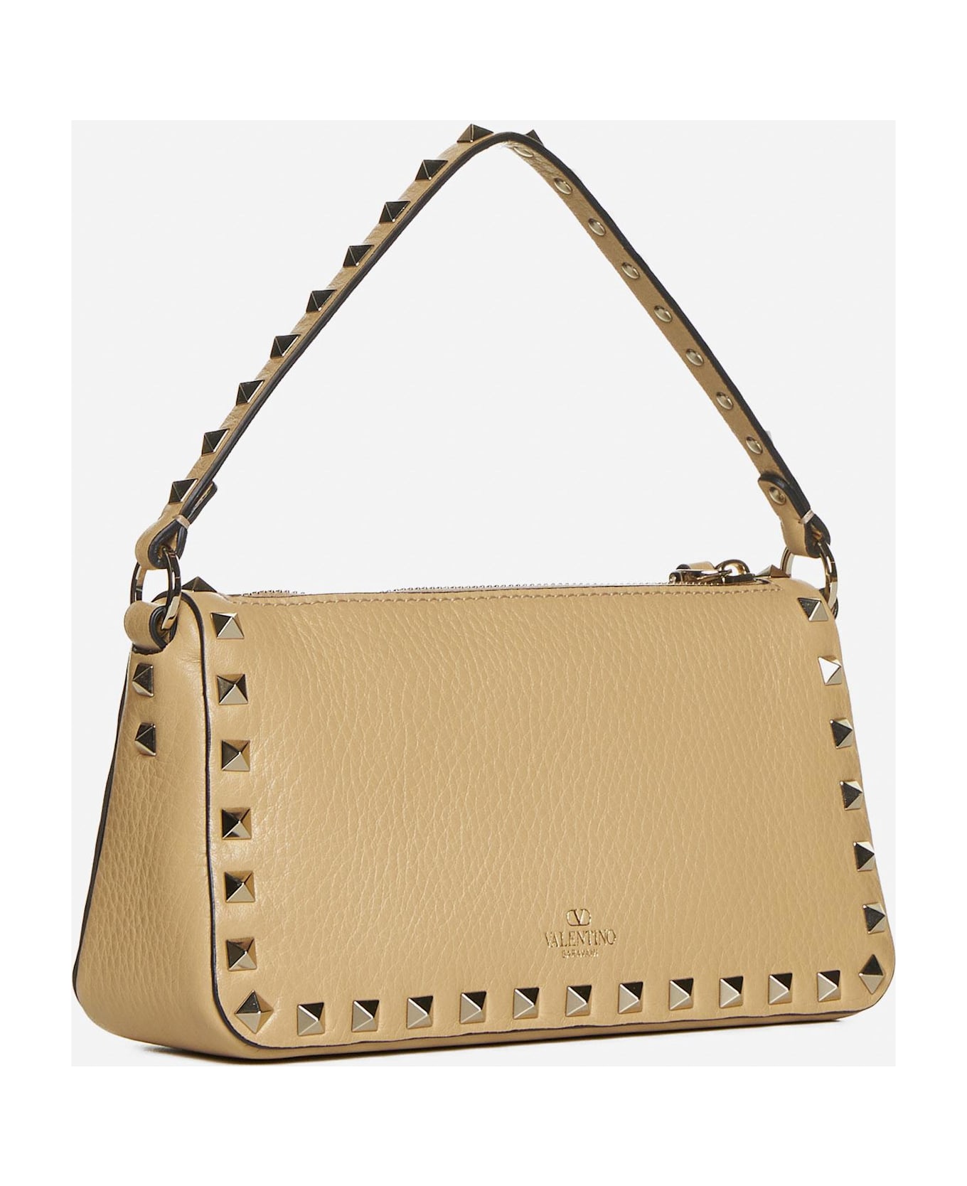 Valentino Garavani Rockstud Leather Small Bag - Beige