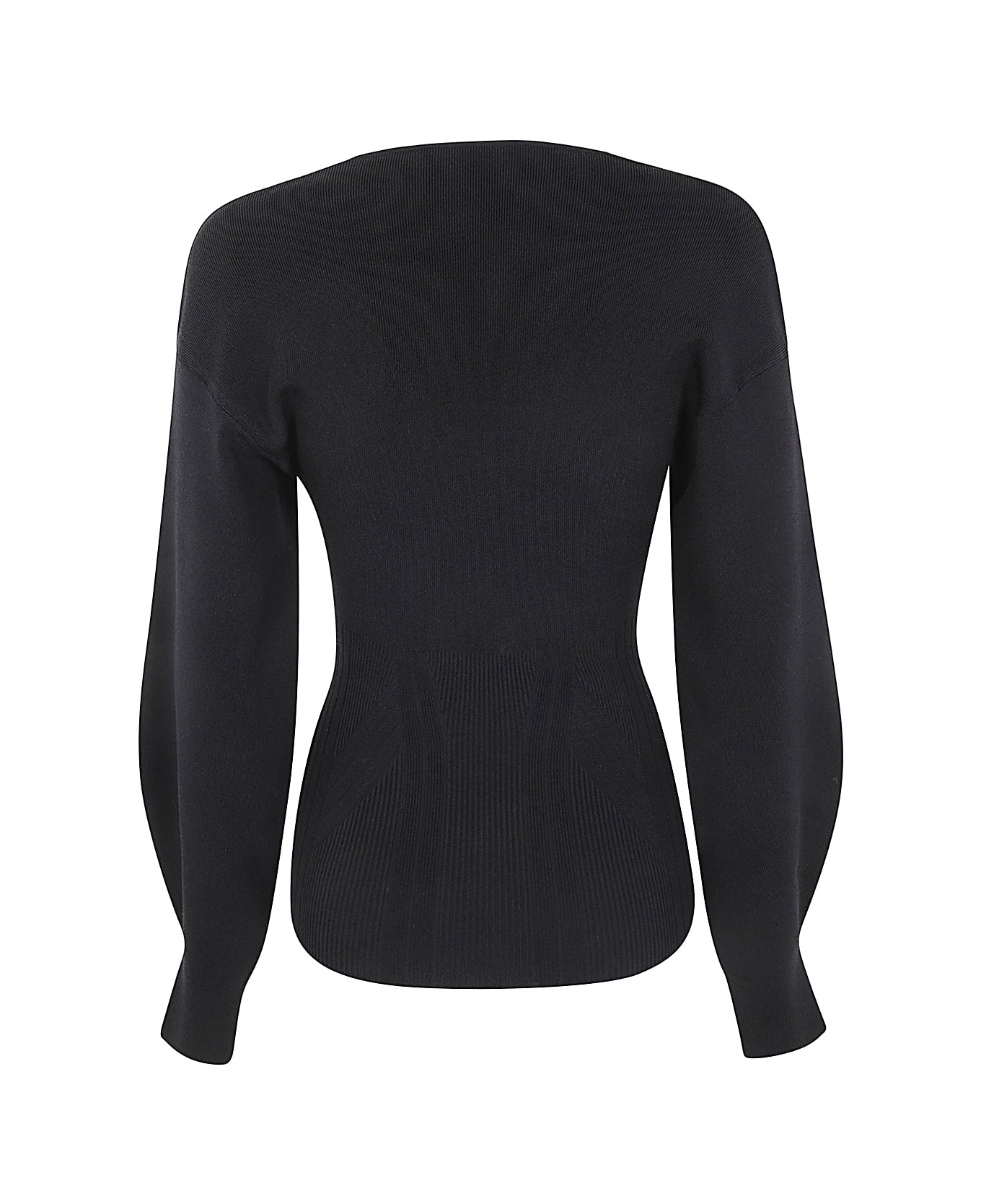 Alberta Ferretti Viscose Stretch V Neck Sweater - Black