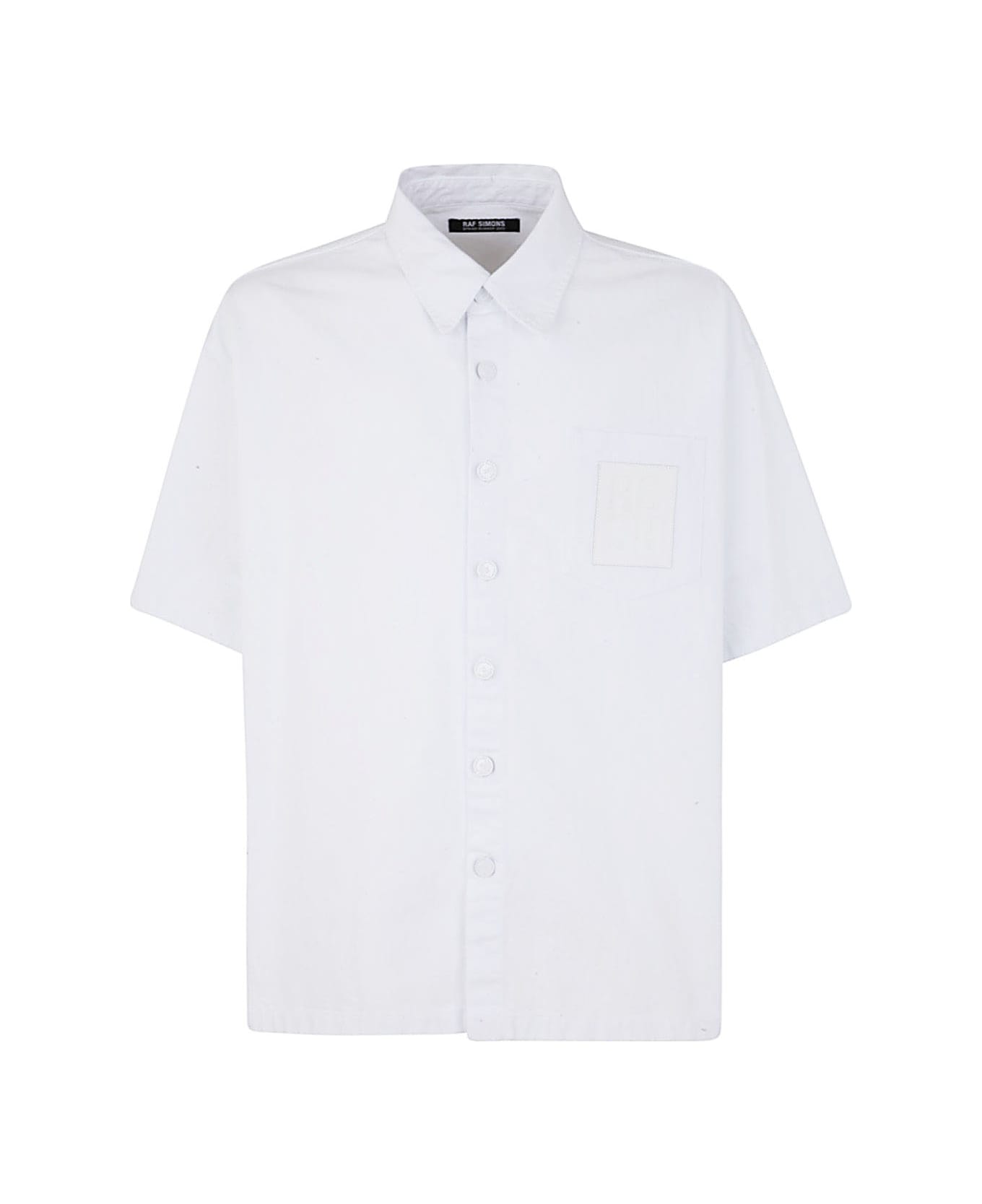 Raf Simons Oversized Short Sleeved Denim Shirt - White