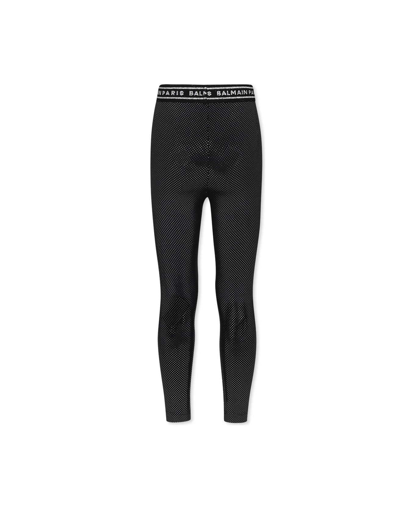 Balmain Black Leggings For Girl With Polka Dots - Black
