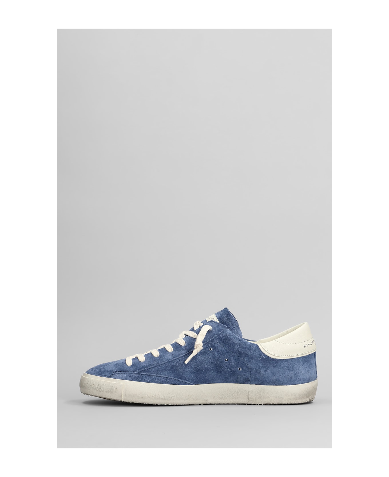 Philippe Model Prsx Low Sneakers In Blue Suede - blue