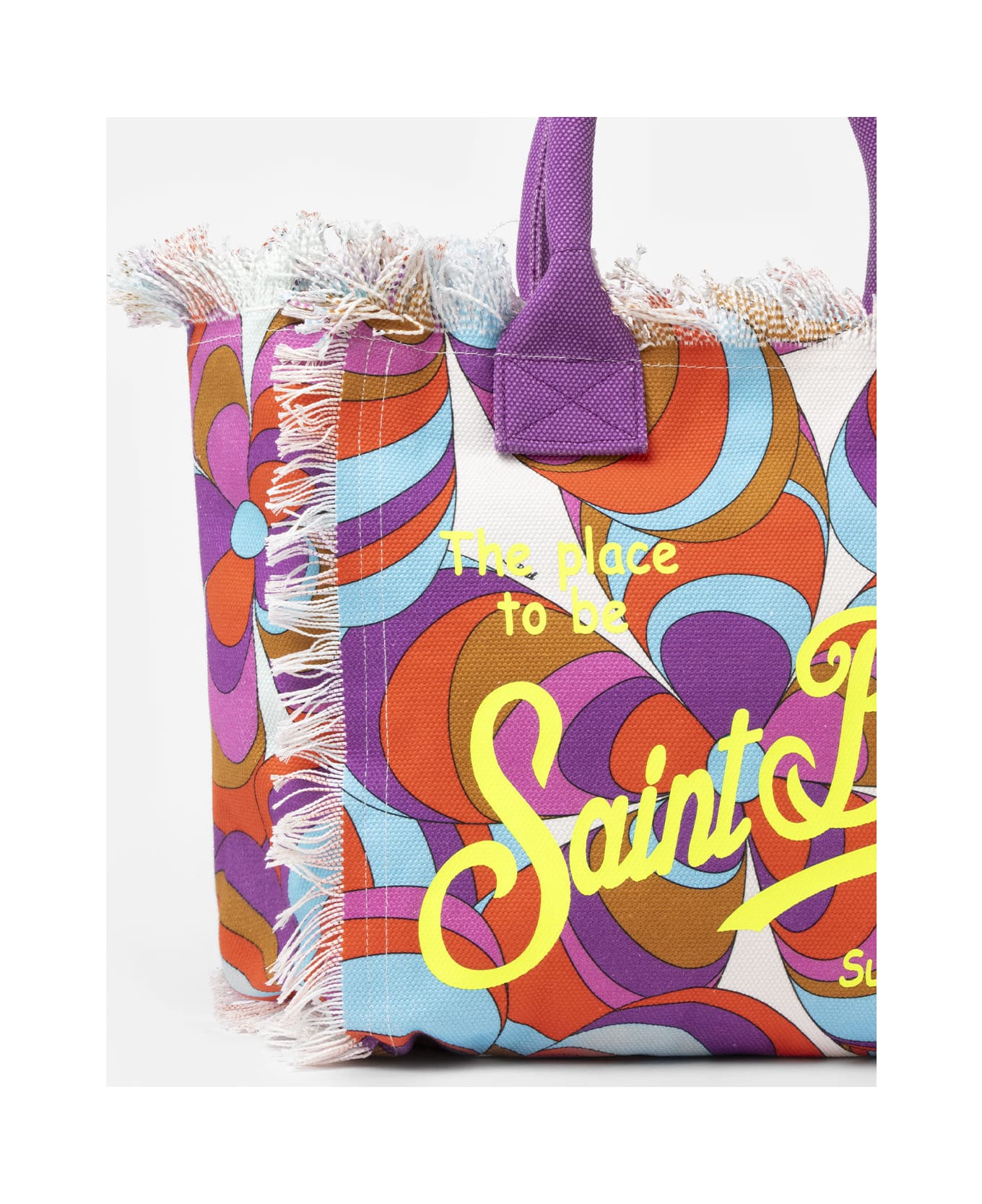 MC2 Saint Barth Cotton Canvas Vanity Tote Bag With Daisy Print - ORANGE