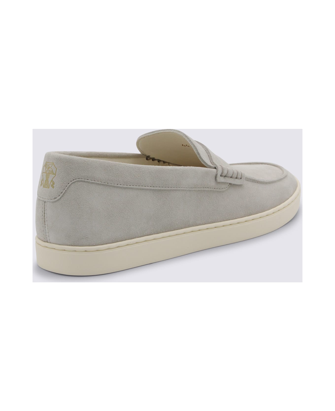Brunello Cucinelli Grey Leather Laofers - MASTICE