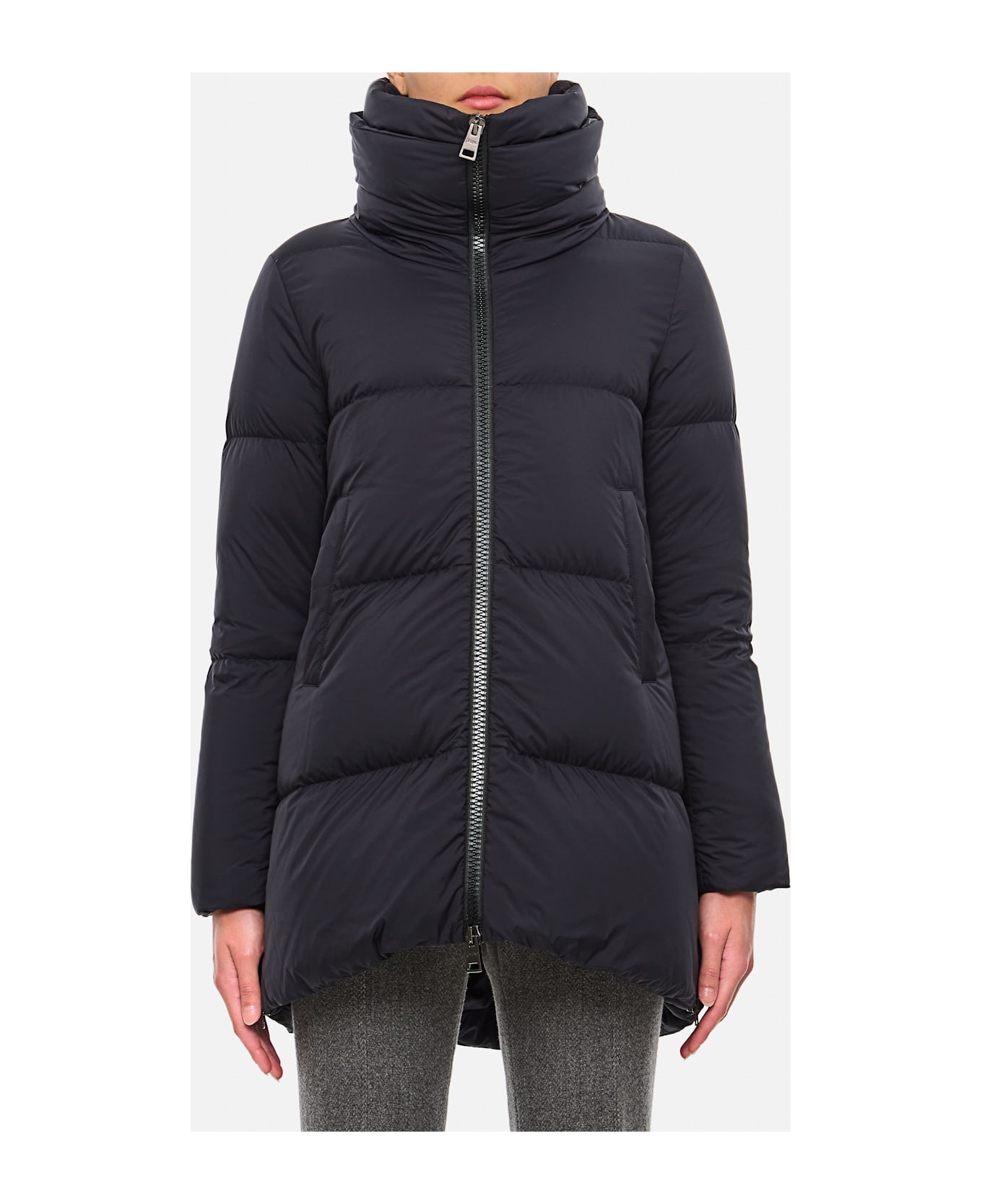 Herno A-shape In Ecoage Puffer Jacket - Black