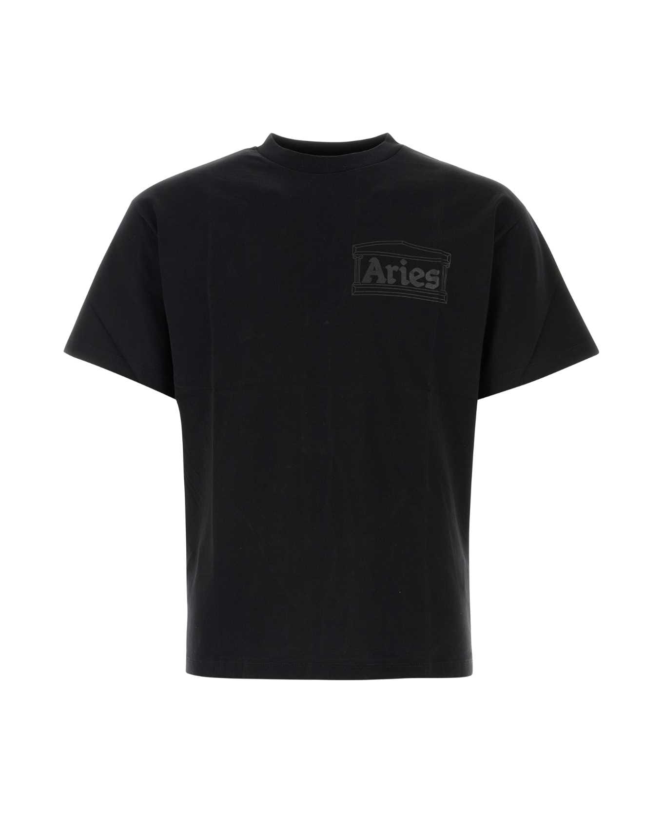 Aries Black Cotton Temple T-shirt - BLACK