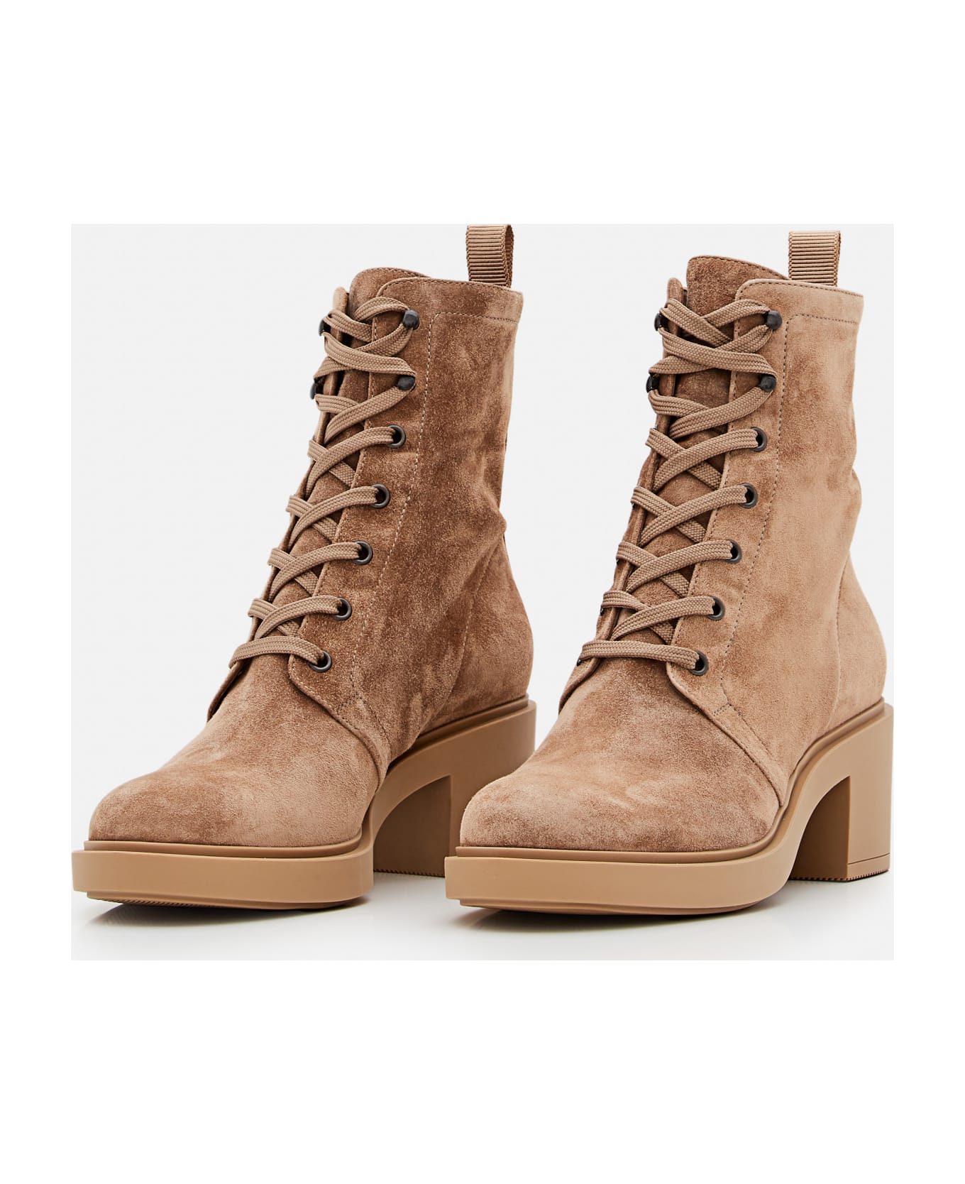 Gianvito Rossi Foster Lace-up Suede Boots - Camoscio Camel