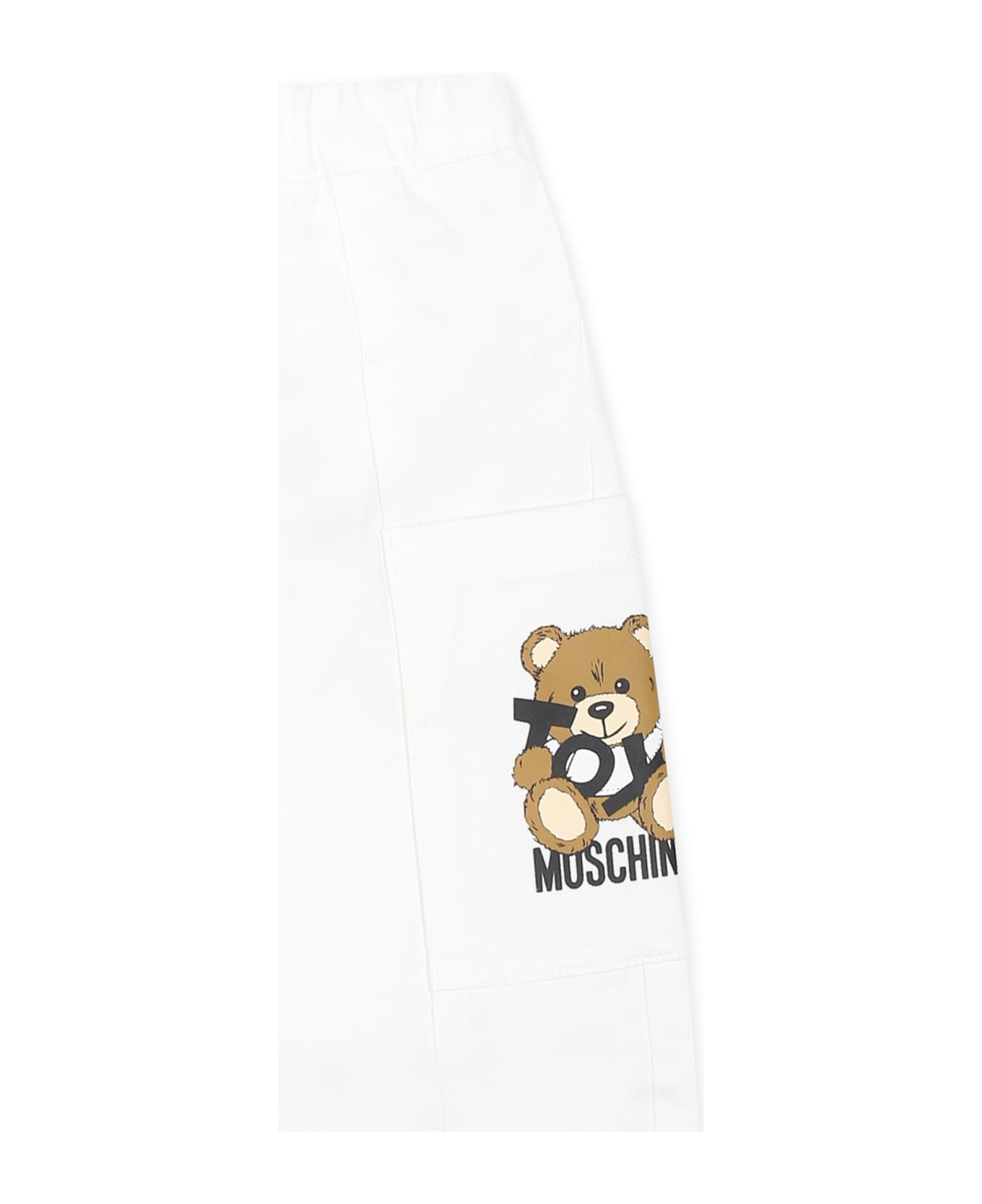 Moschino White Trousers For Baby Boy With Teddy Bear - White