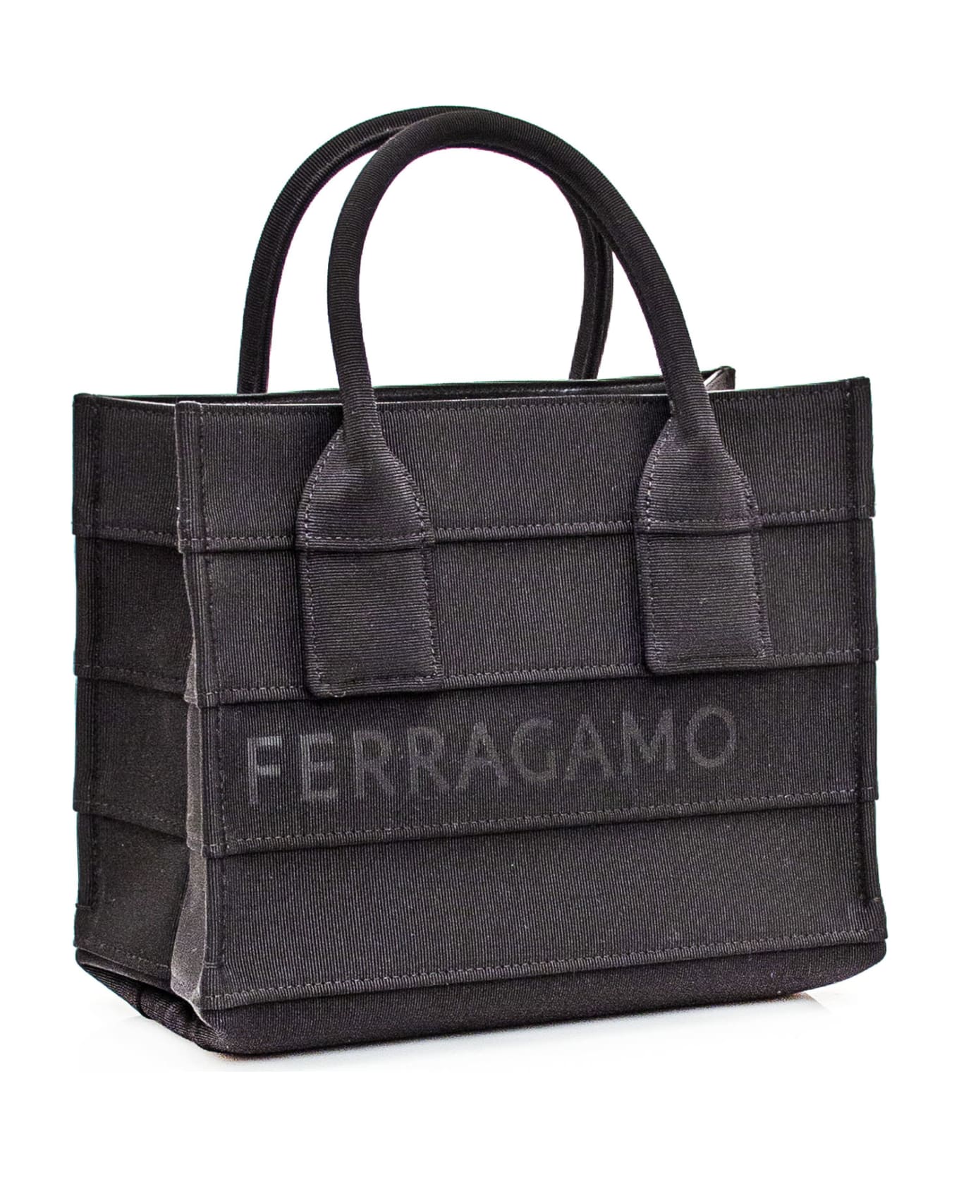 Ferragamo Black Fabric Beach S Handbag - NERO