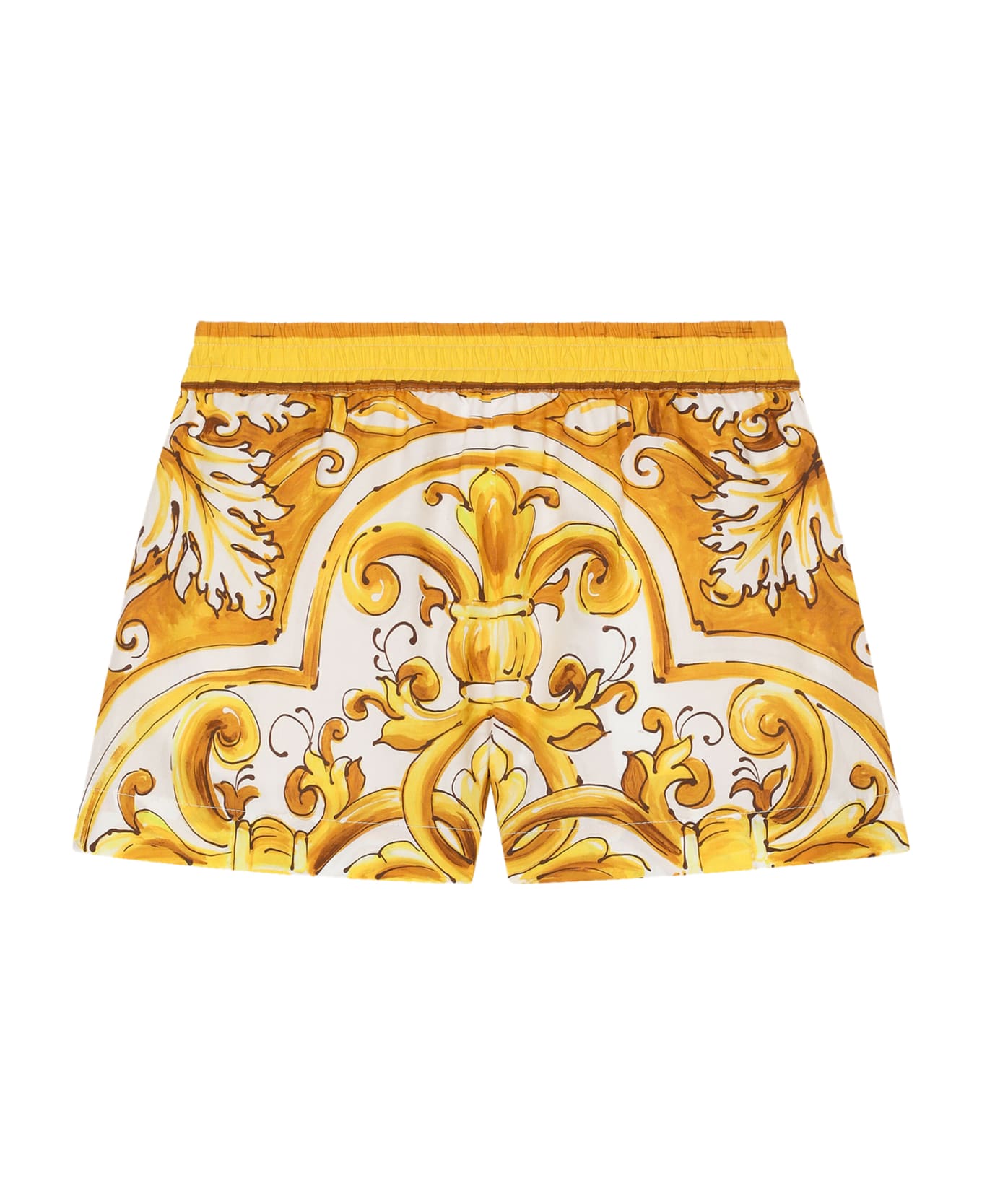 Dolce & Gabbana Poplin Shorts With Print - Yellow