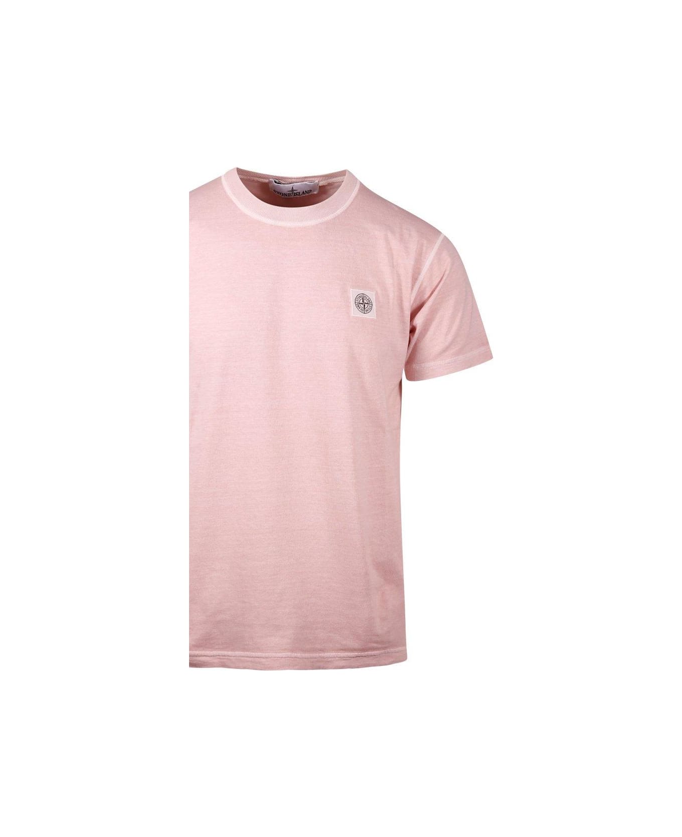 Stone Island Logo Patch Crewneck T-shirt - Pink シャツ