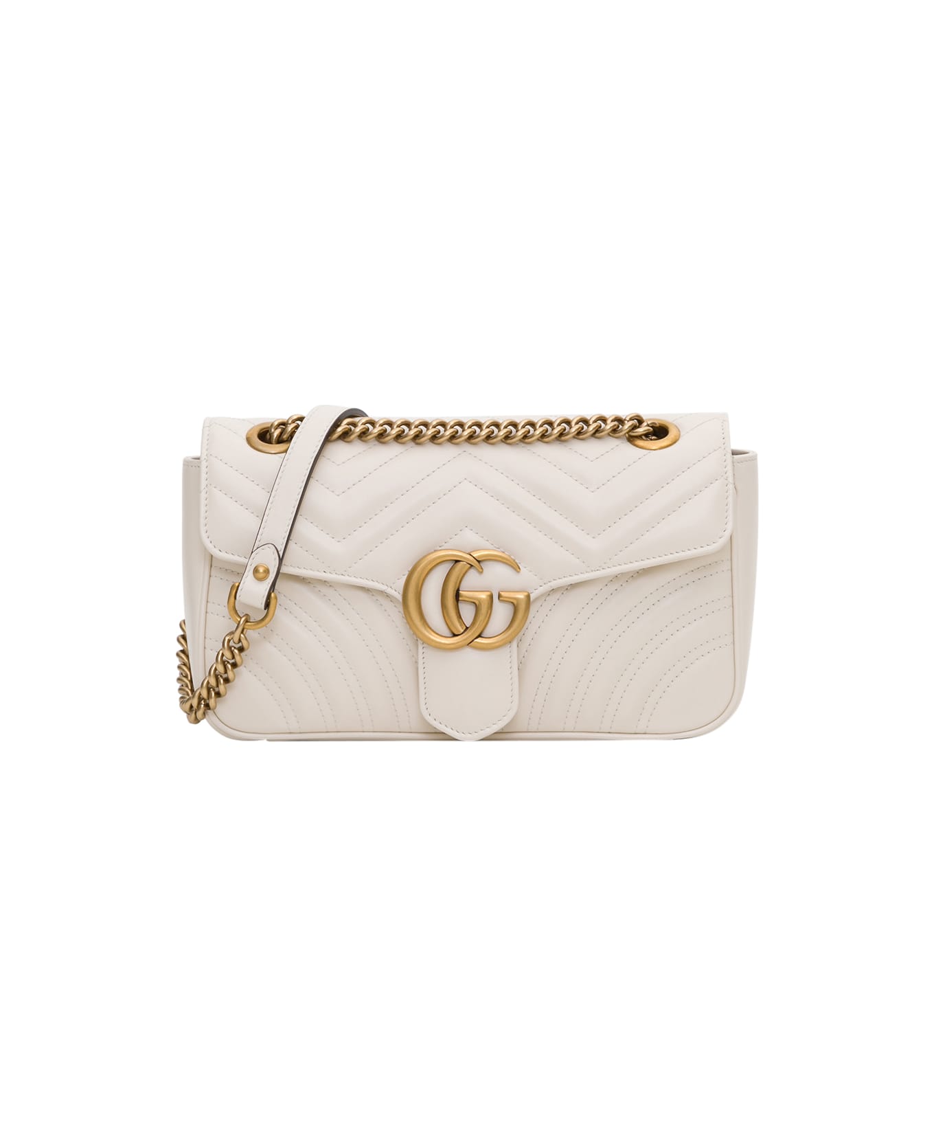 Gucci Gg Marmont Shoulder Bag In Quilted Leather - Bianco