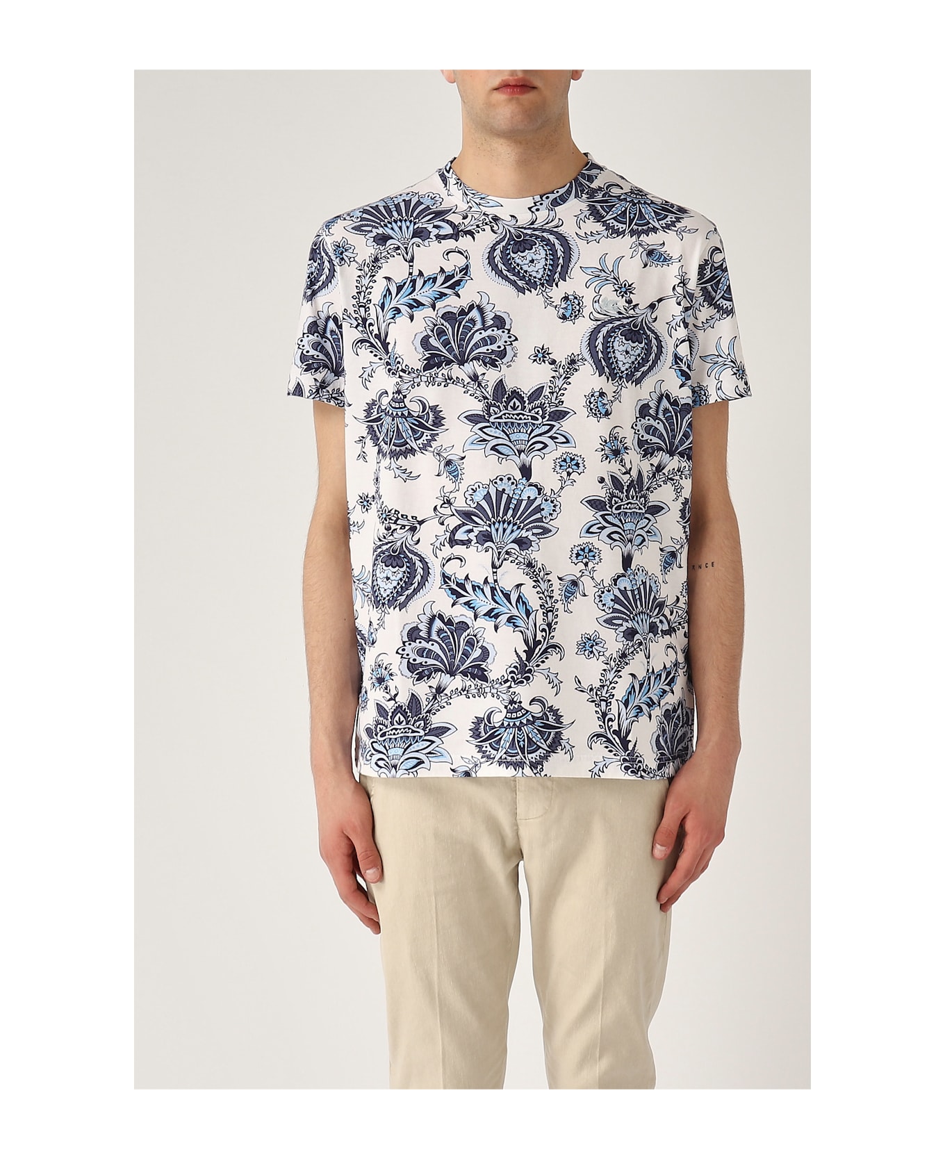Etro T-shirt Roma Fantasia M/c T-shirt - BIANCO-BLU