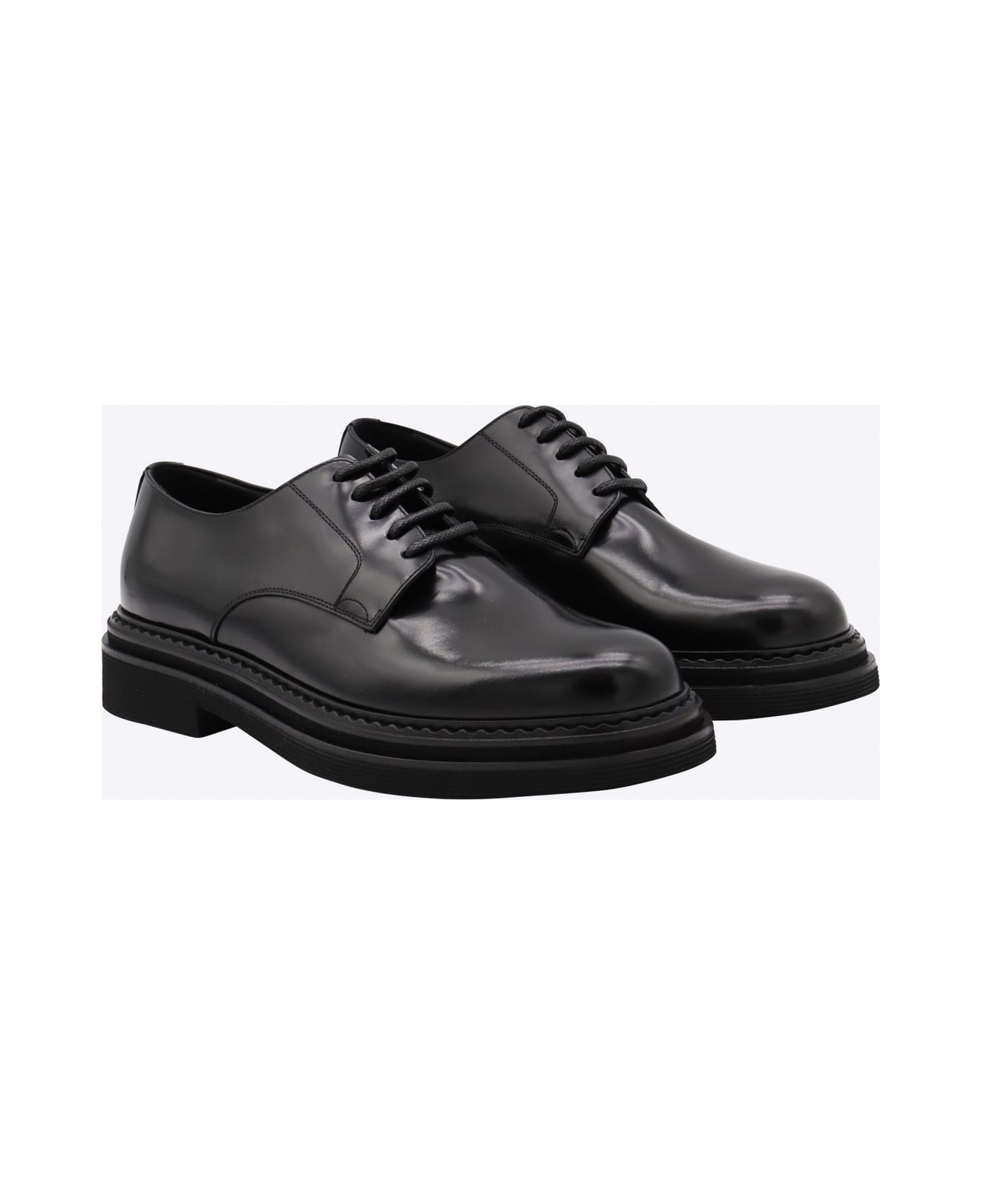 Dolce 
Gabbana Black Leather Lace Up Shoes - Black