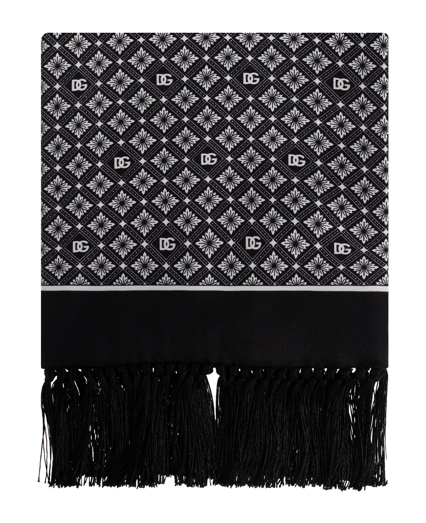 Dolce 
Gabbana Silk Scarf With Fringes - Brown