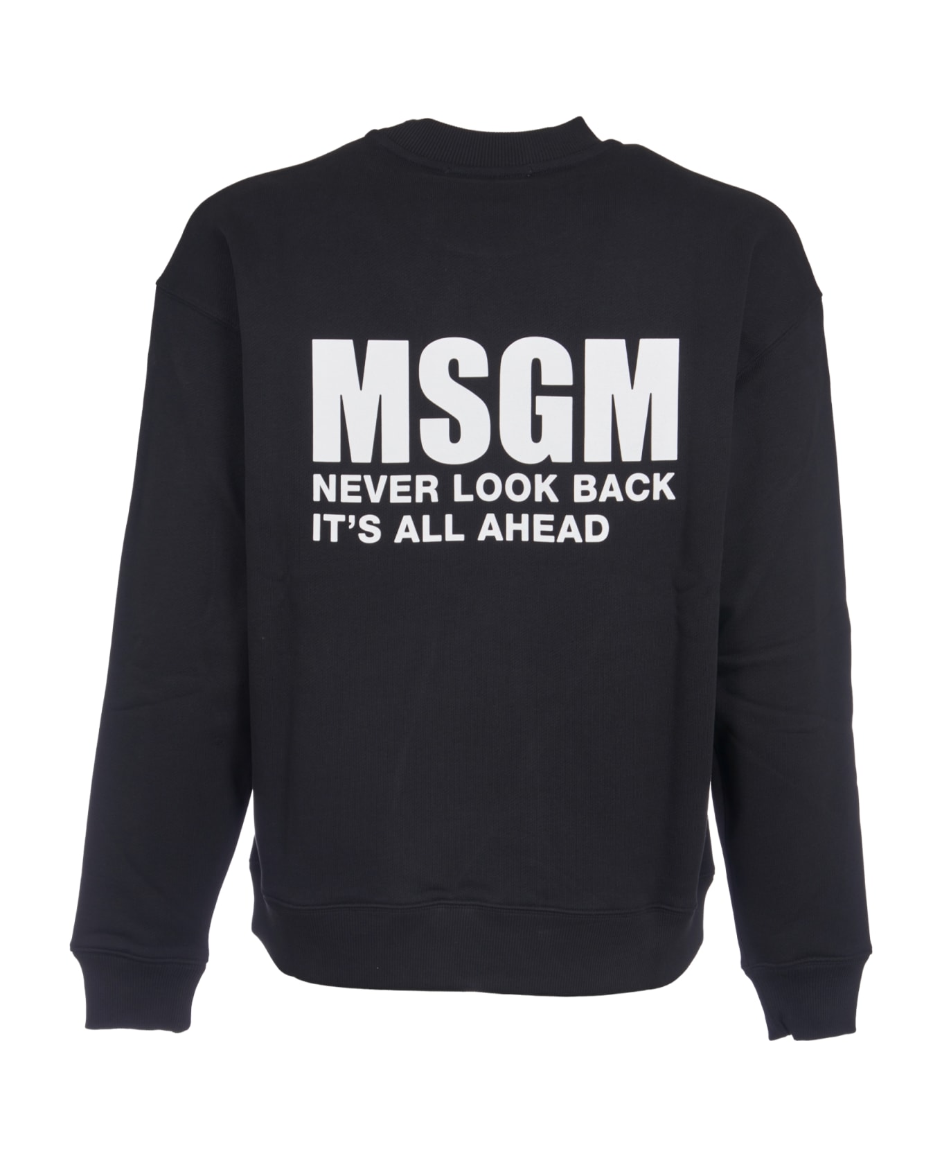 MSGM Rib Trim Crewneck Logo Sweatshirt - Black