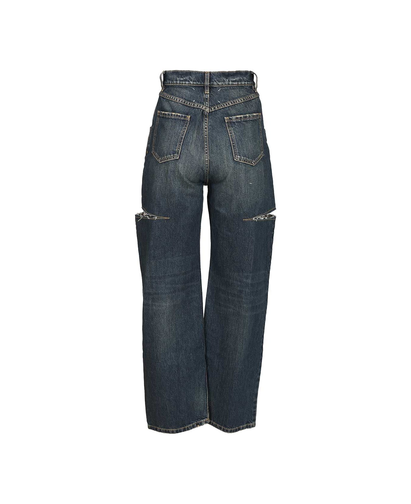 Maison Margiela High-waisted Jeans With Side Rips - Washed indigo