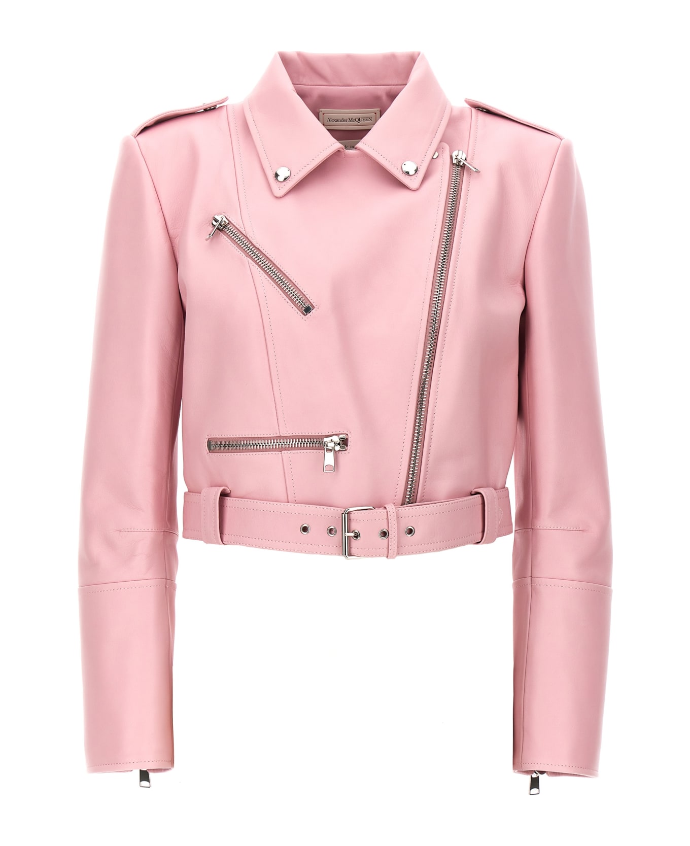 Alexander McQueen Crop Biker Jacket - Pink