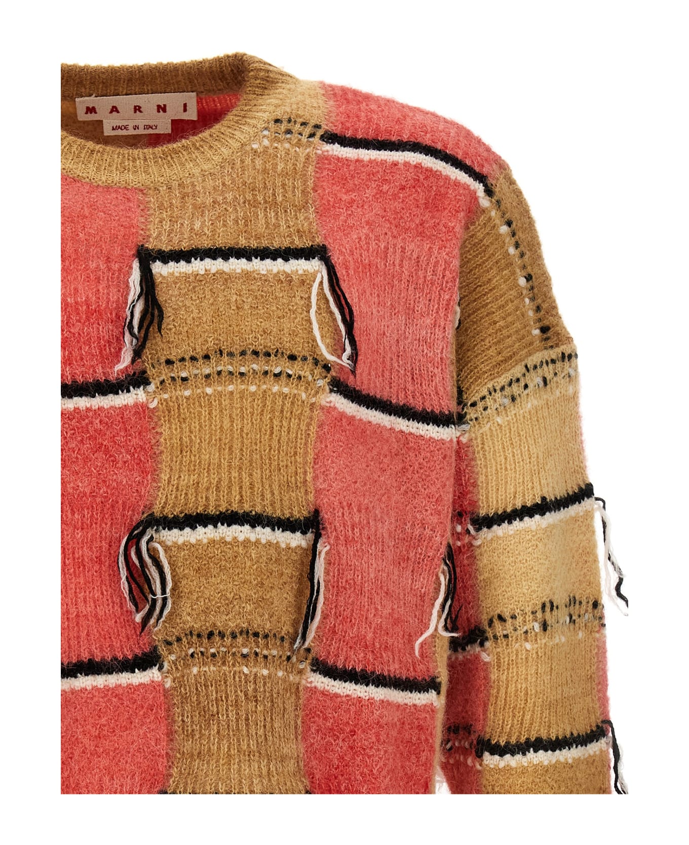 Marni Fringed Multicolor Sweater - Caramel ニットウェア