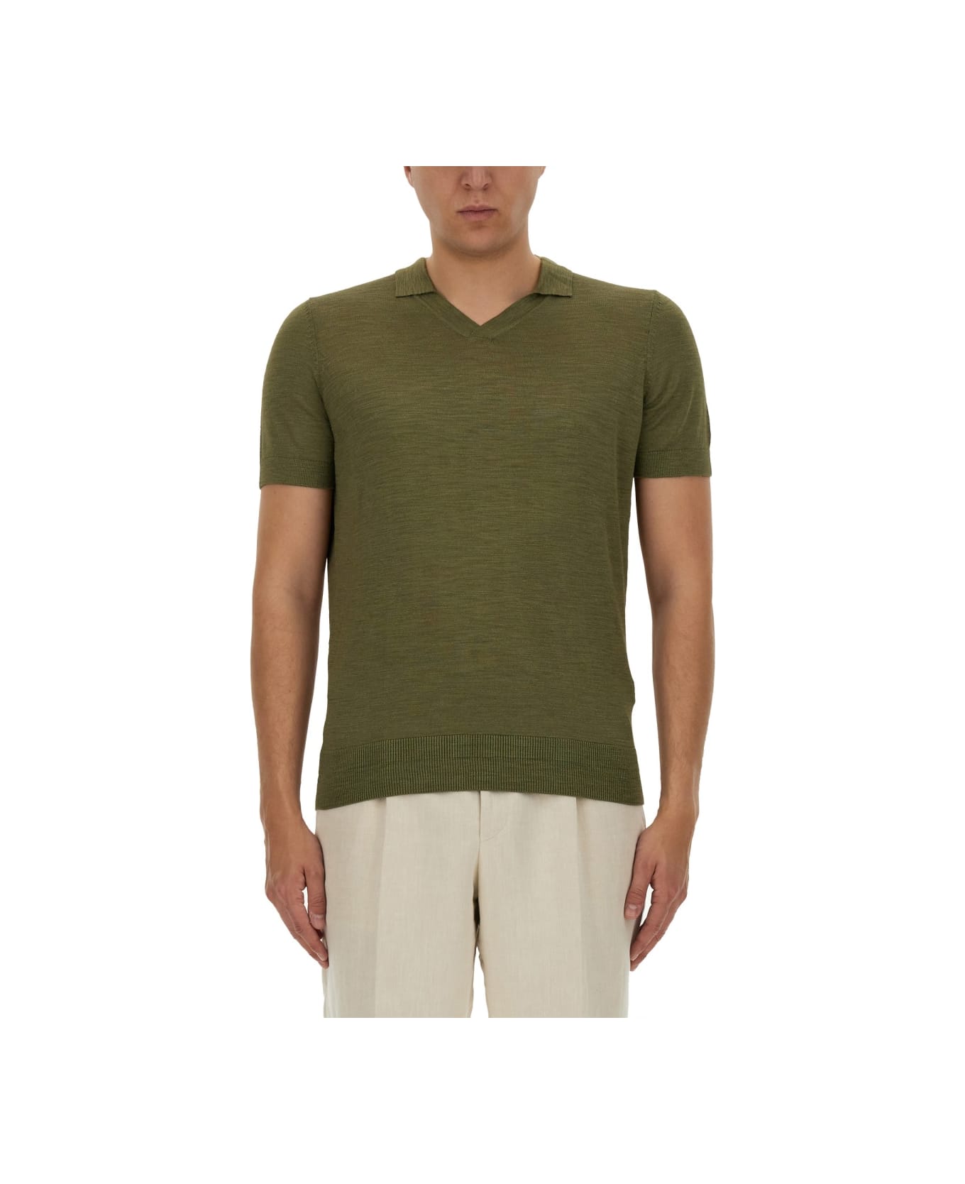 Hugo Boss Knitted Polo. - GREEN ポロシャツ