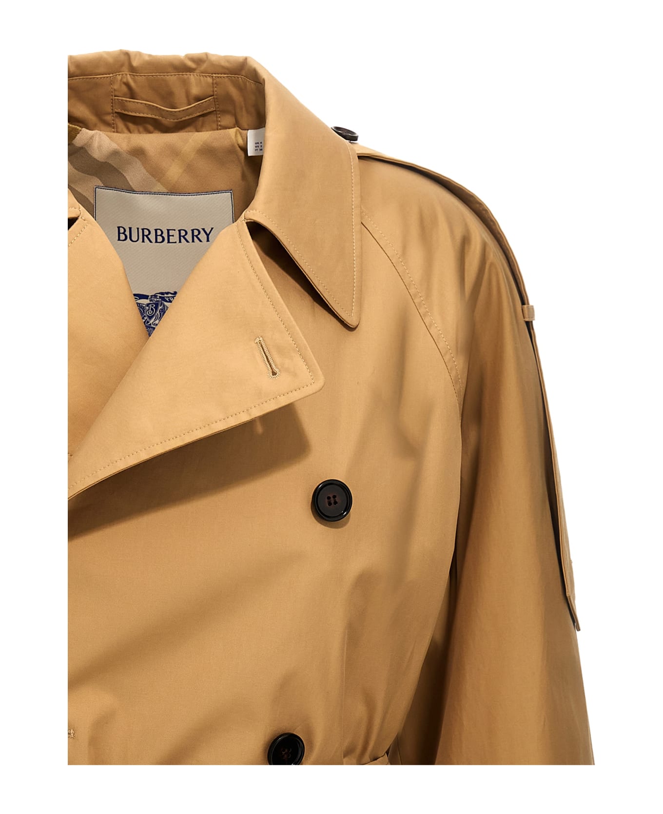 Burberry Double-breasted Short Trench Coat - Beige
