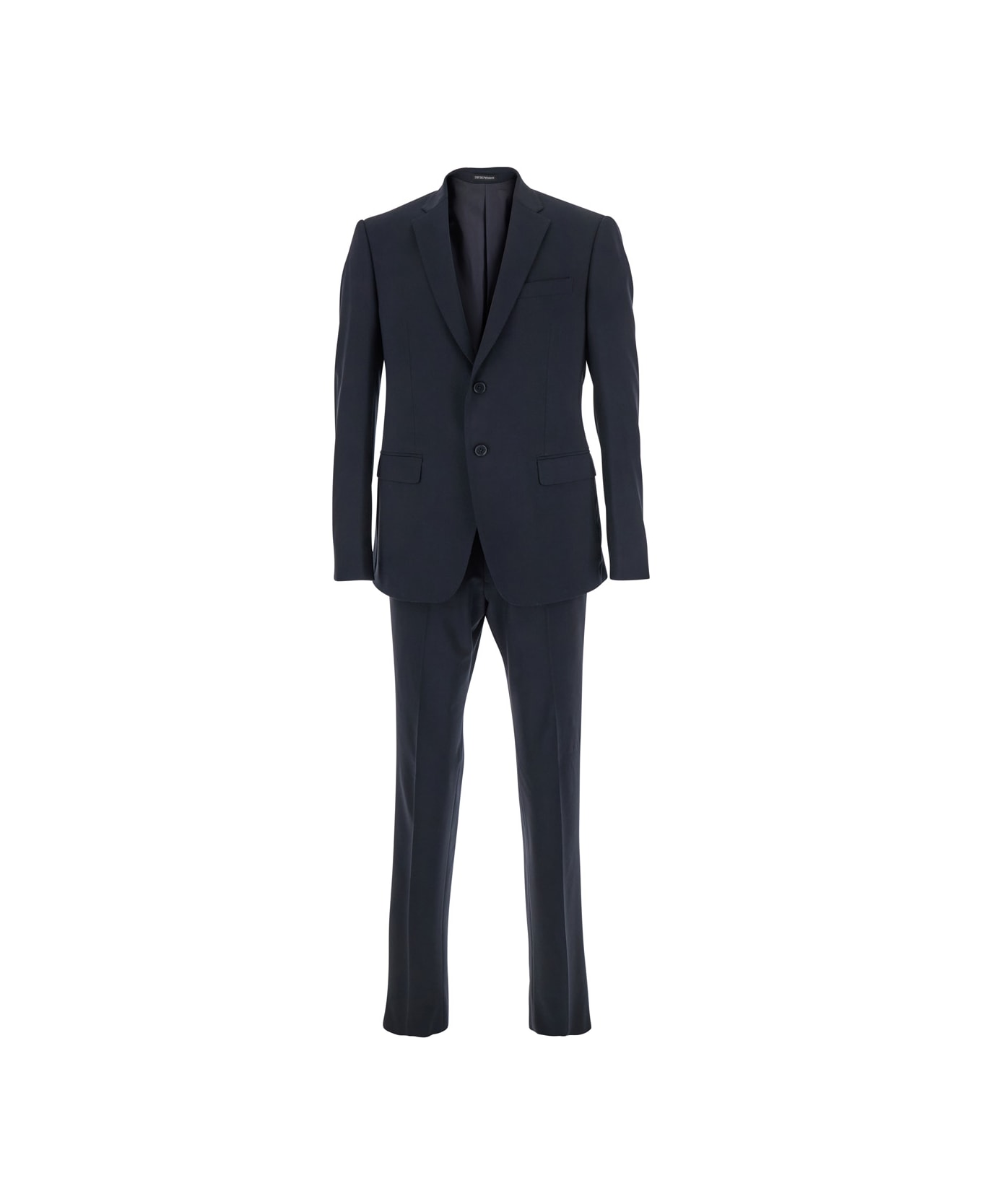 Emporio Armani Blue Double-breasted Suit With Classic Revers In Wool Man - Blu