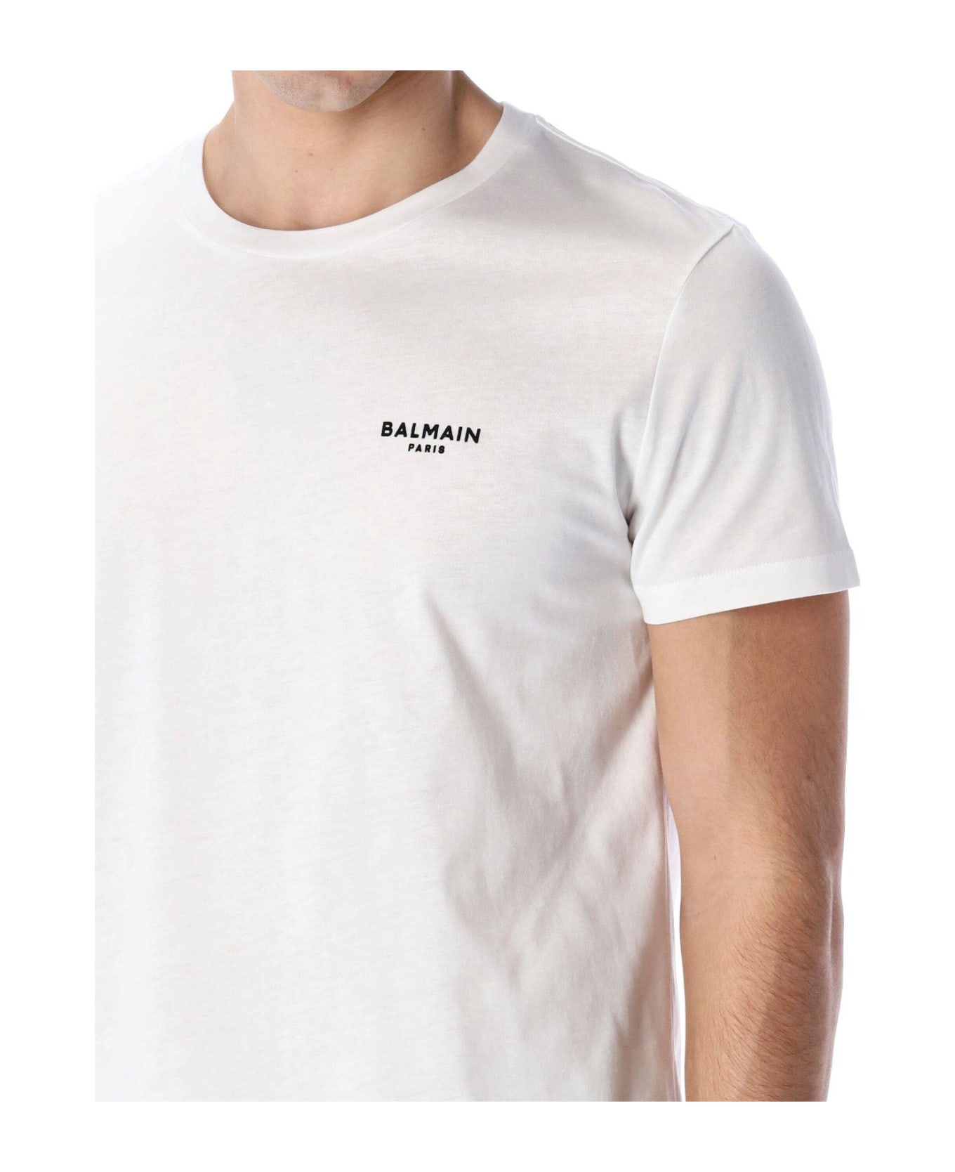 Balmain Logo Embroidered Crewneck T-shirt - Bianco シャツ