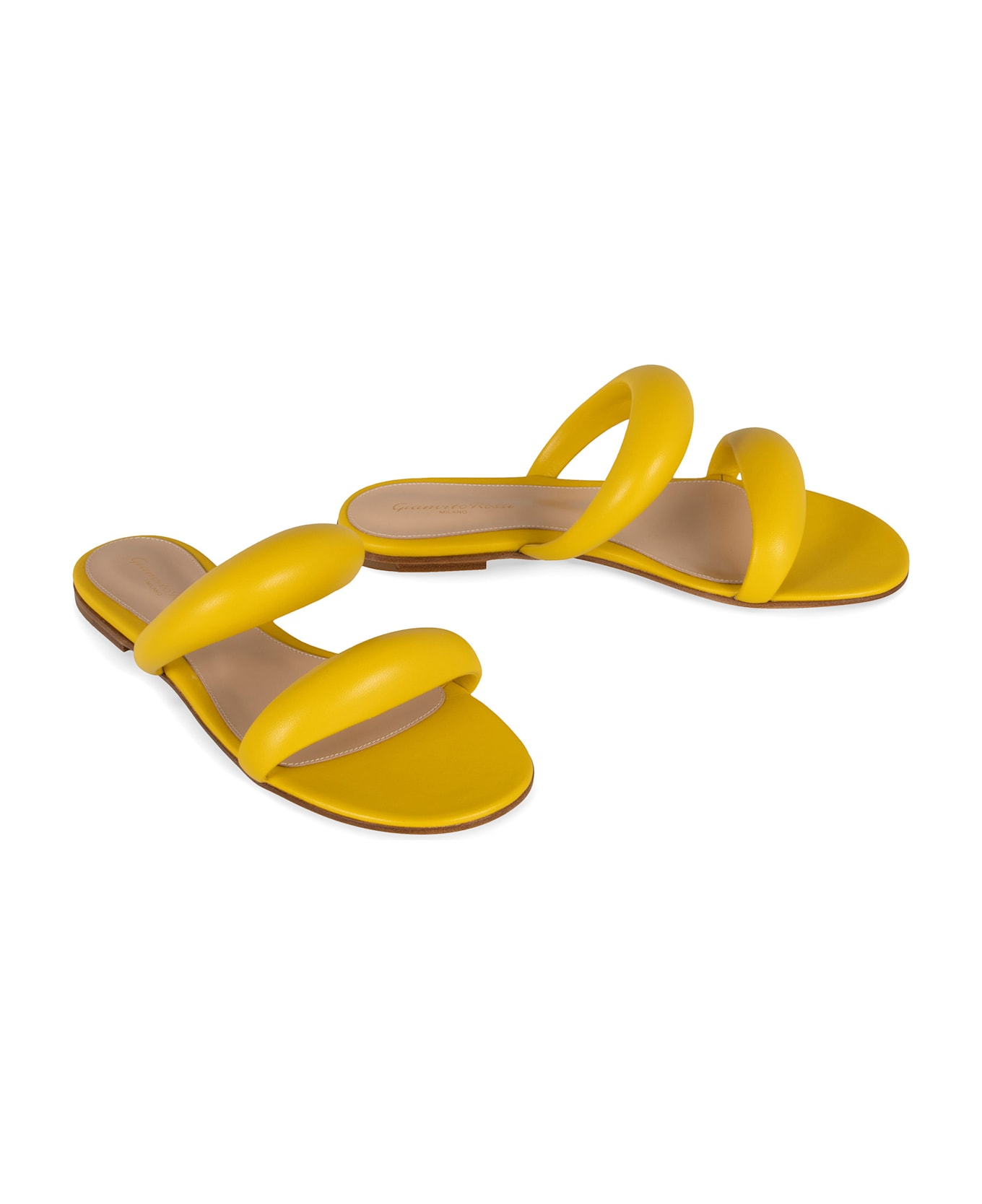 Gianvito Rossi Leather Slides - Yellow