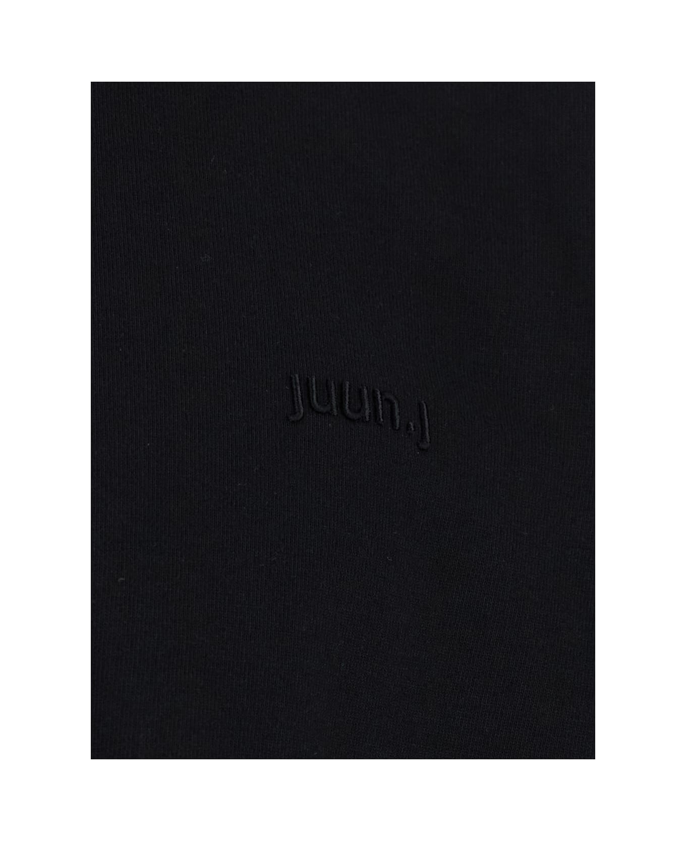Juun.J Black T-shirt With Tone-on-tone Logo Embroidered On The Front In Cotton Man - Black