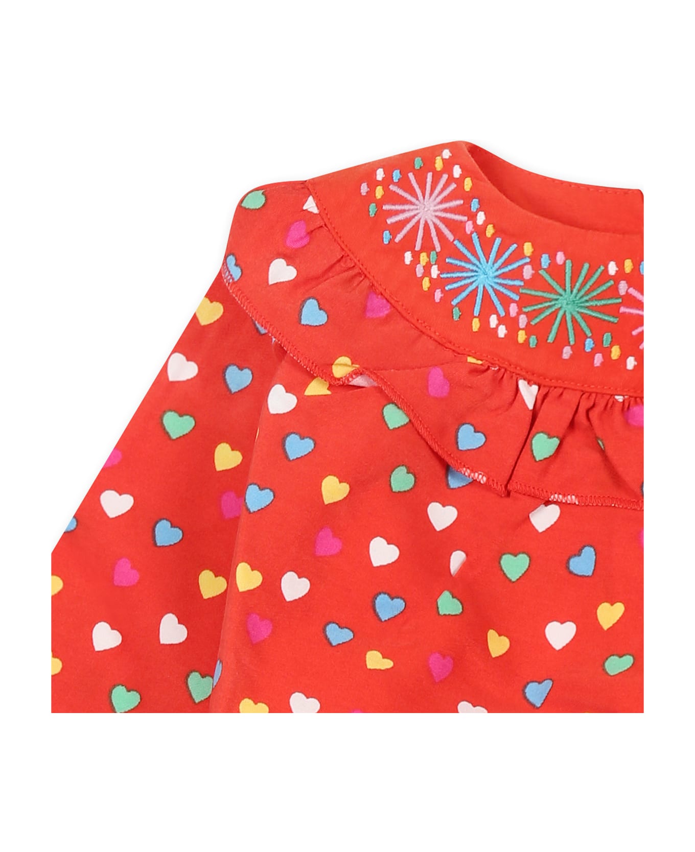 Stella McCartney Kids Red Dress For Baby Girl With Hearts - Red