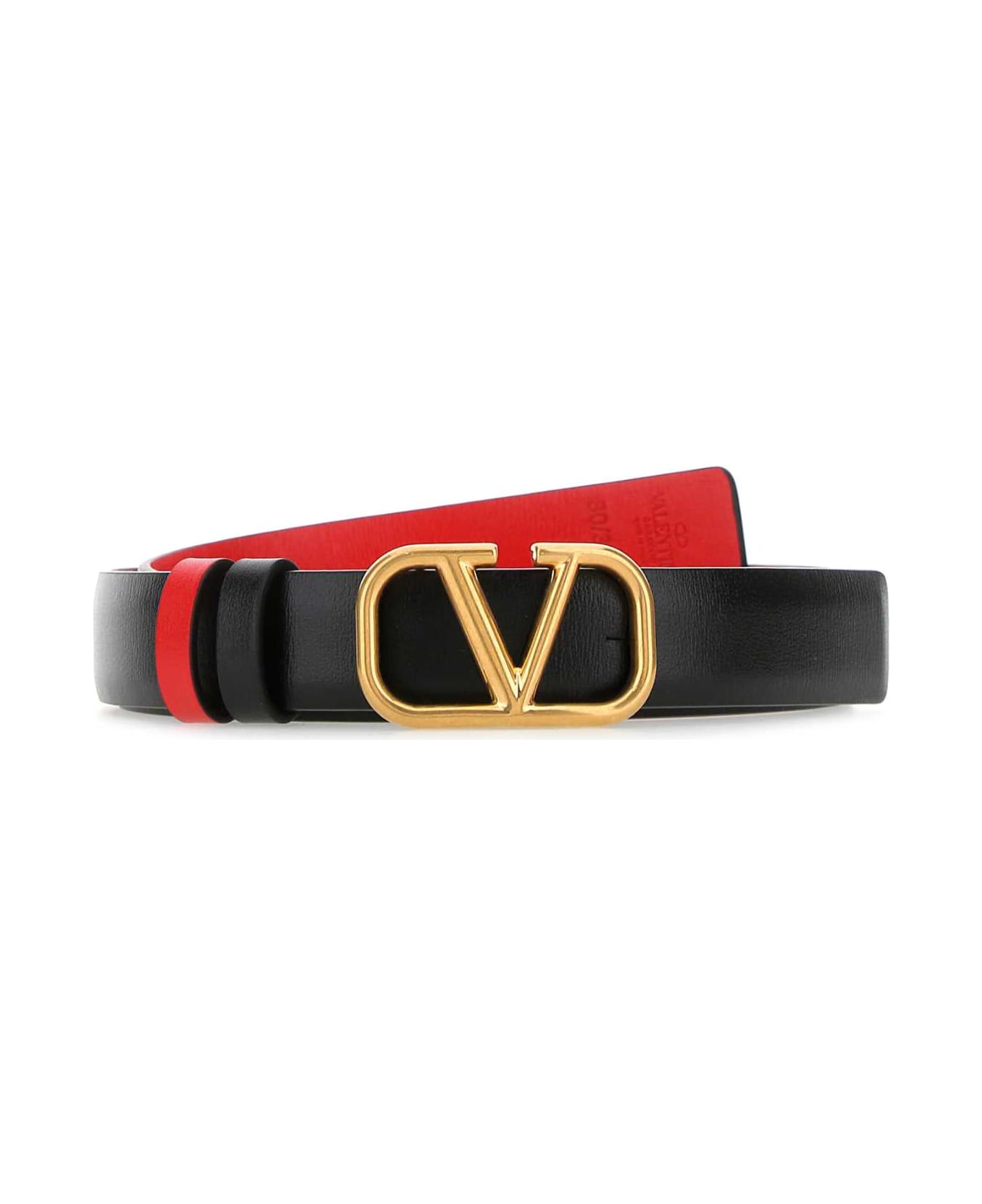 Valentino Garavani Black Leather Vlogo Signature Belt - 0SM