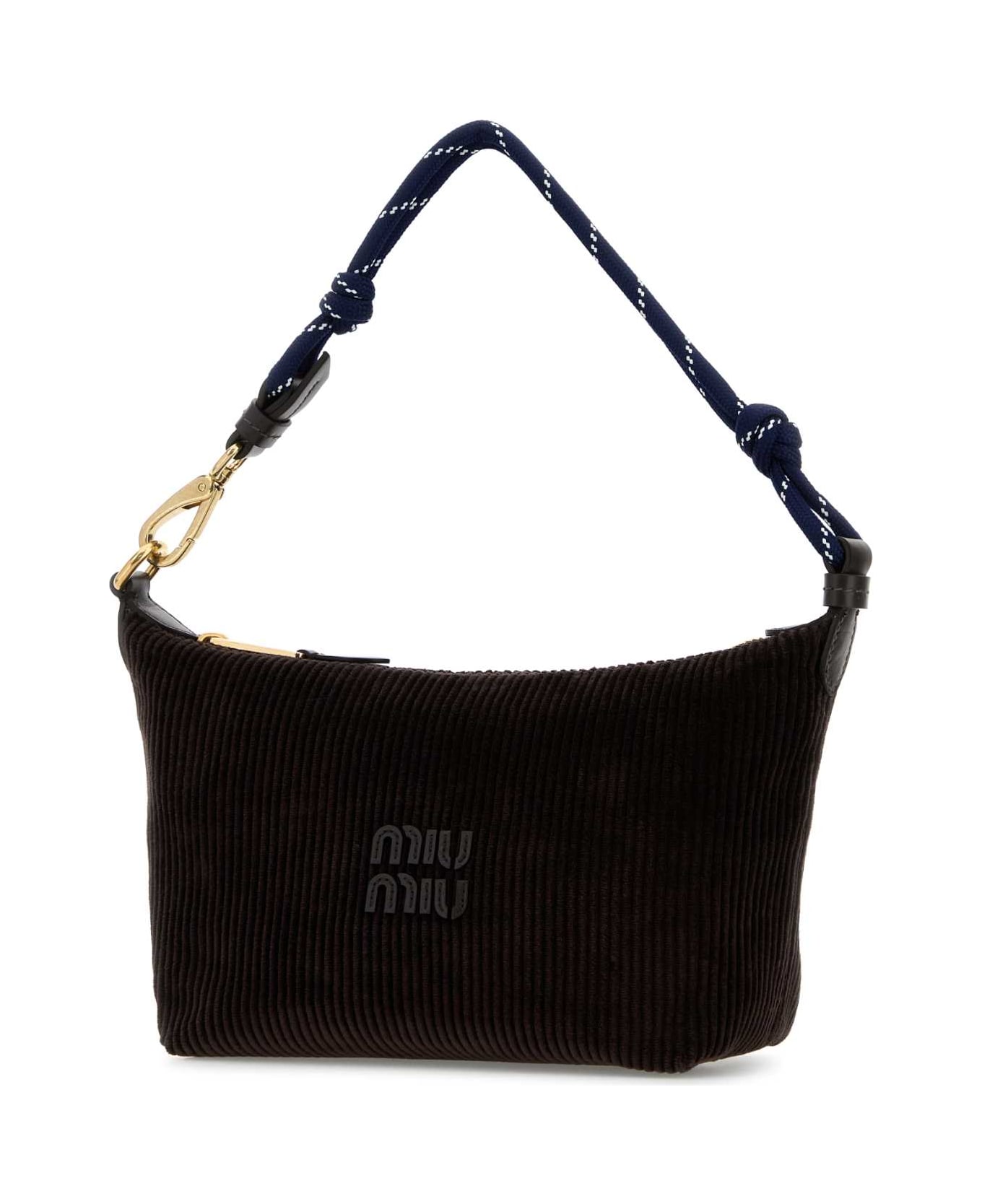Miu Miu Dark Brown Corduroy Shoulder Bag - EBANOBALTICO