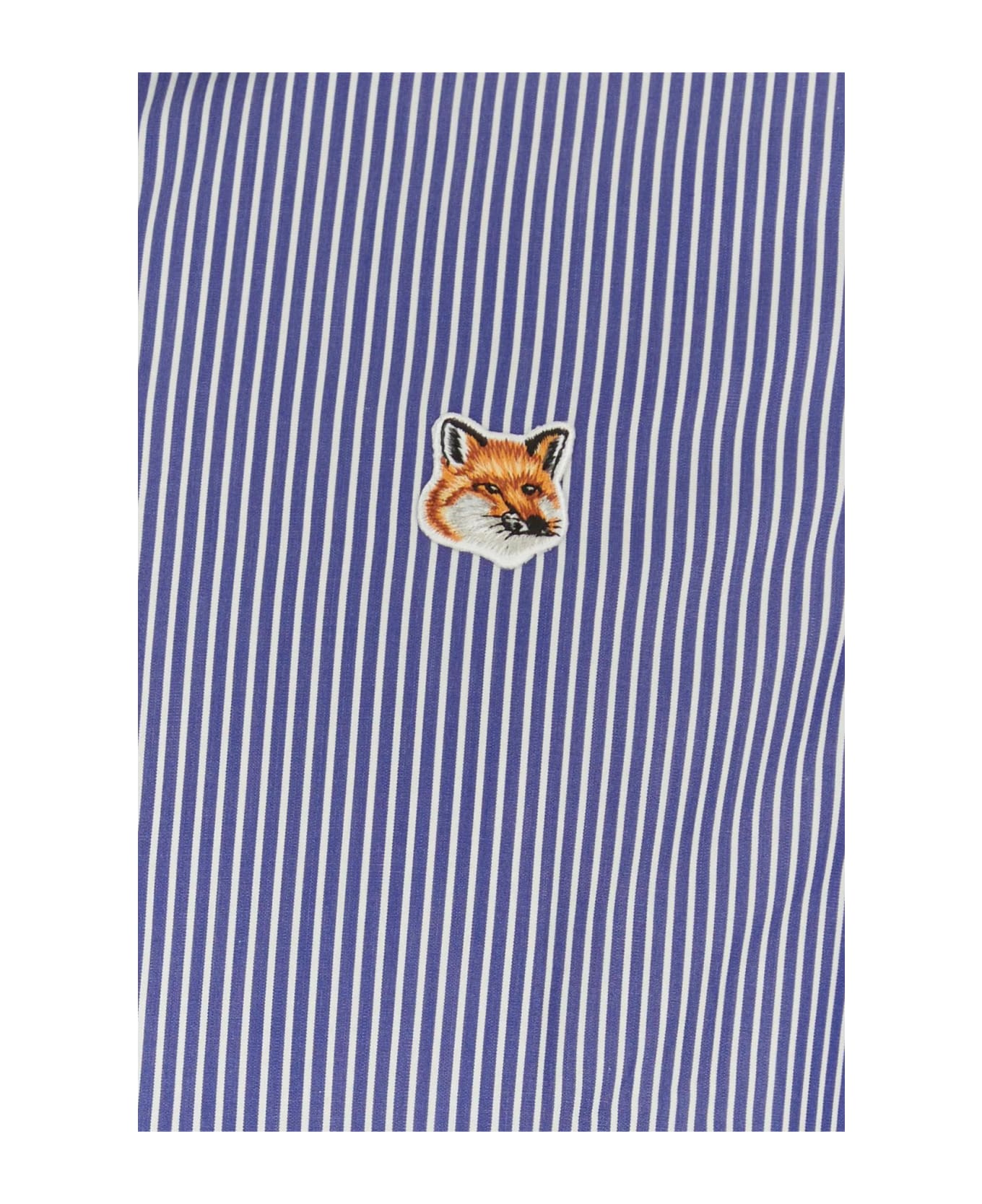 Maison Kitsuné Embroidered Poplin Shirt - Navy Stripes